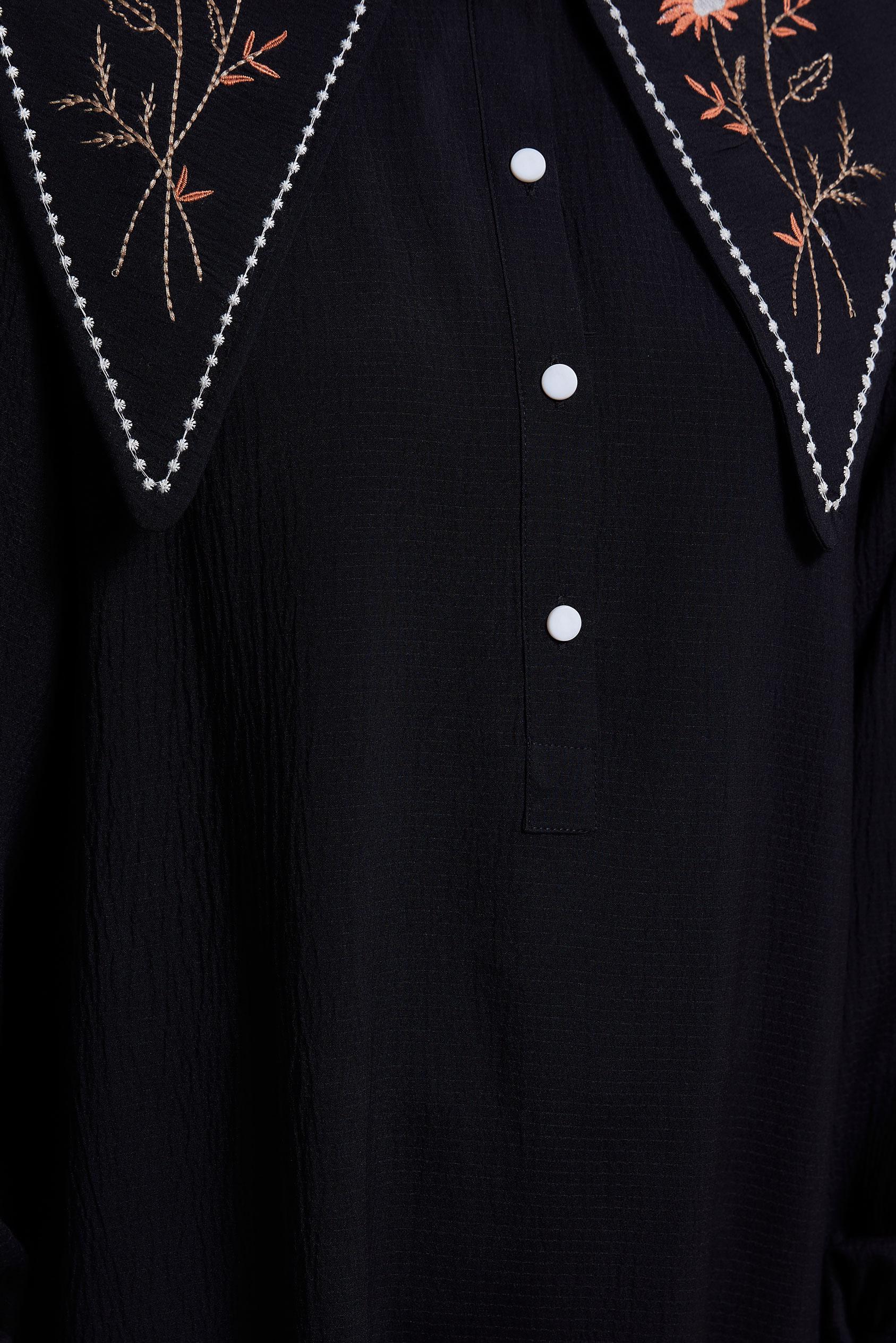 Tesettür giyim SİYAH İŞLEMELİ YAKA TUNİK 43929