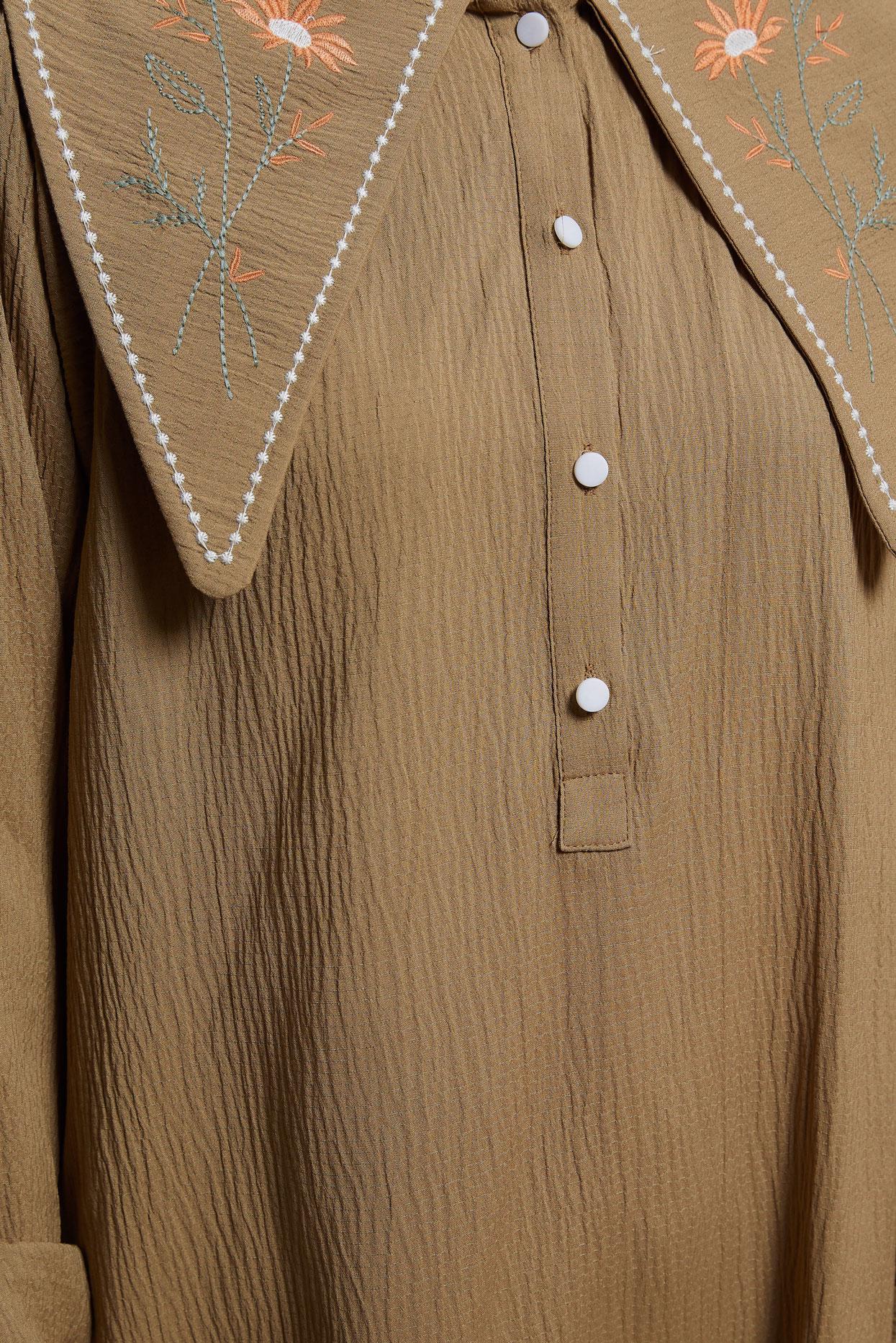 Tesettür giyim KAHVE İŞLEMELİ YAKA TUNİK 43929