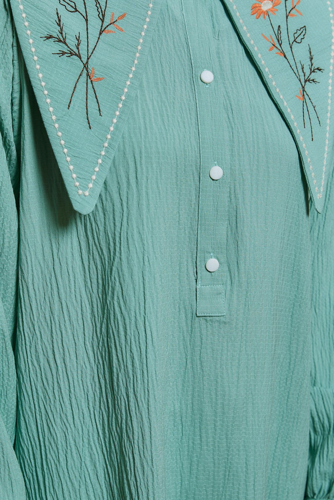 Tesettür giyim YEŞİL İŞLEMELİ YAKA TUNİK 43929