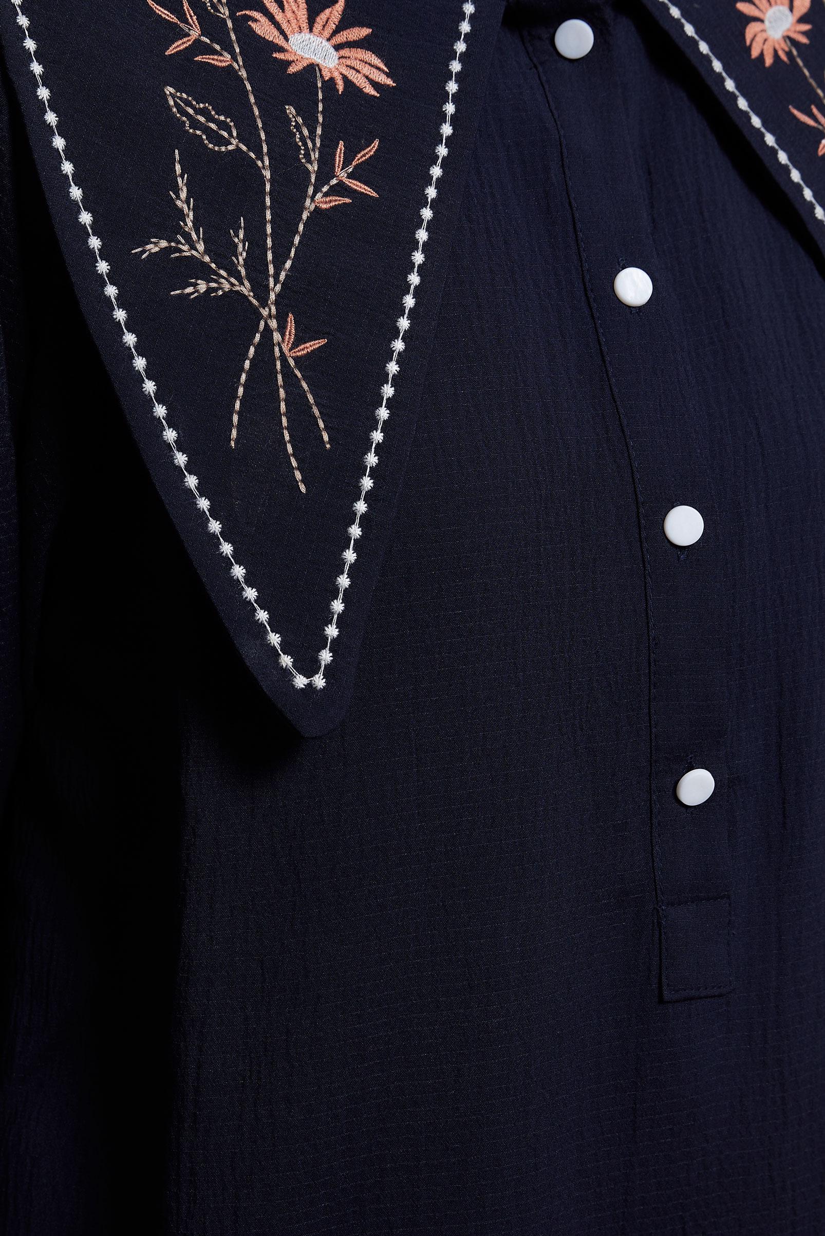 Tesettür giyim LACİVERT İŞLEMELİ YAKA TUNİK 43929