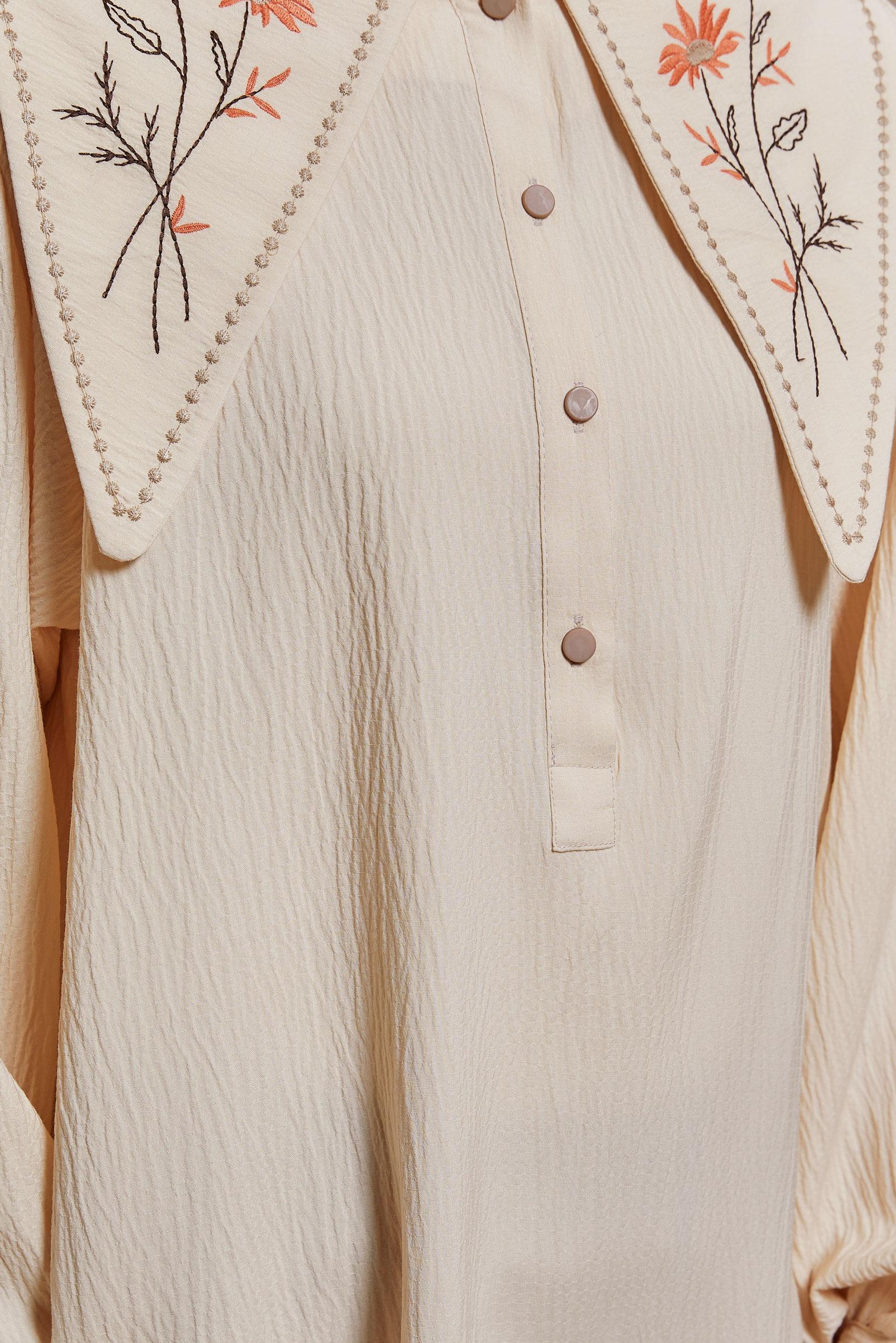 Tesettür giyim EKRU İŞLEMELİ YAKA TUNİK 43929