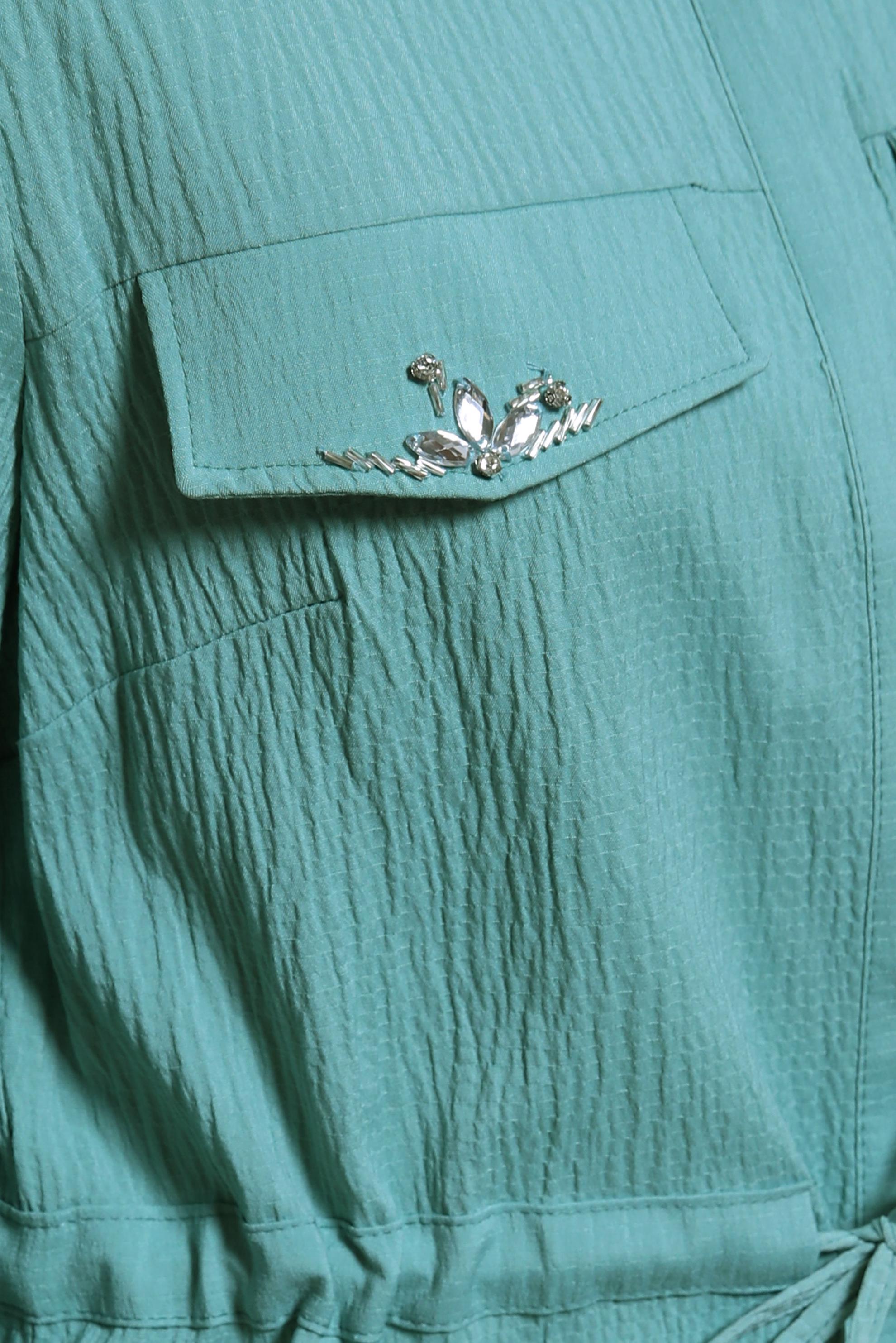 Tesettür giyim MAVİ TAŞLI BELİ BÜZGÜLÜ TUNİK 43930