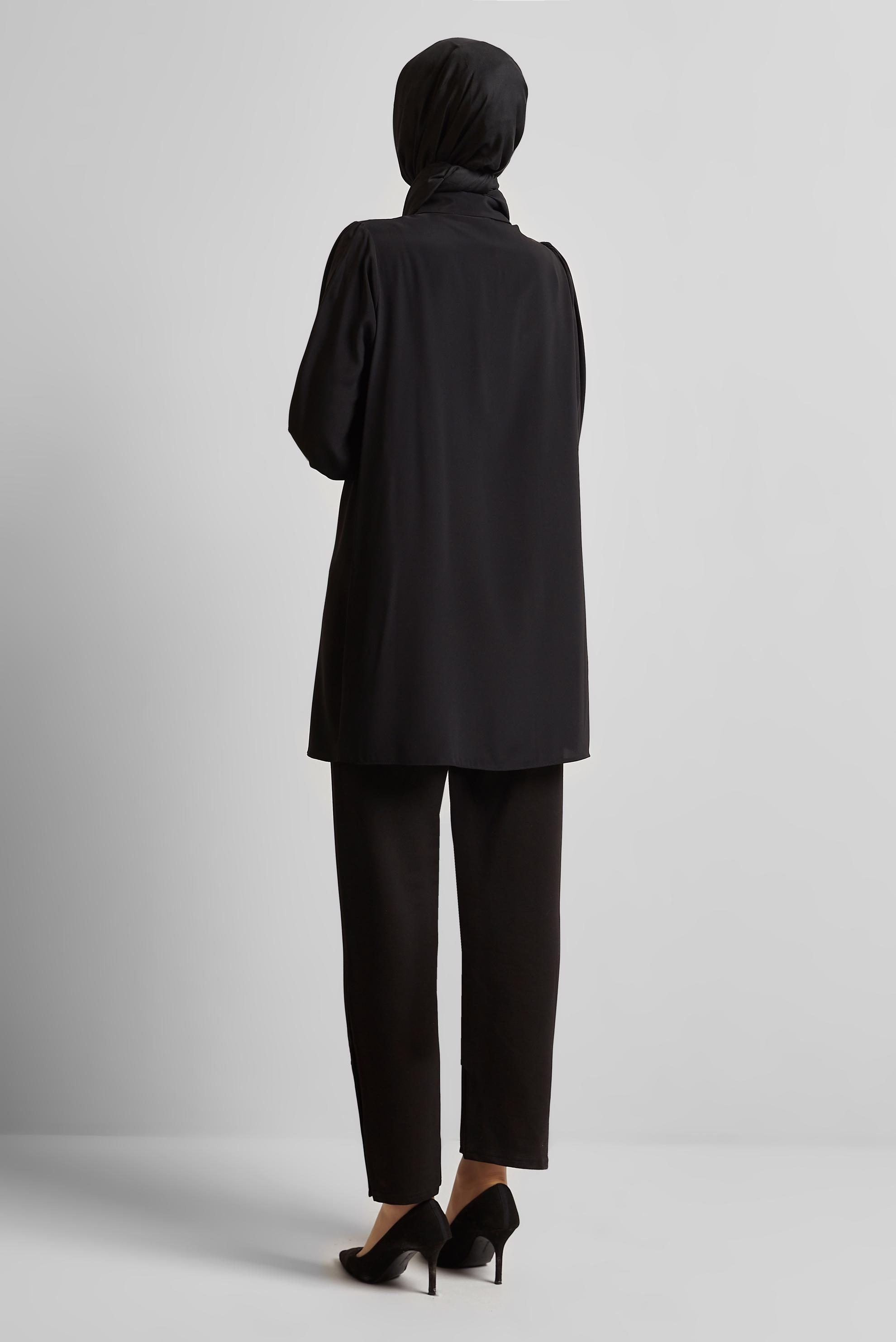 Tesettür giyim SİYAH BROŞLU TUNİK 44200