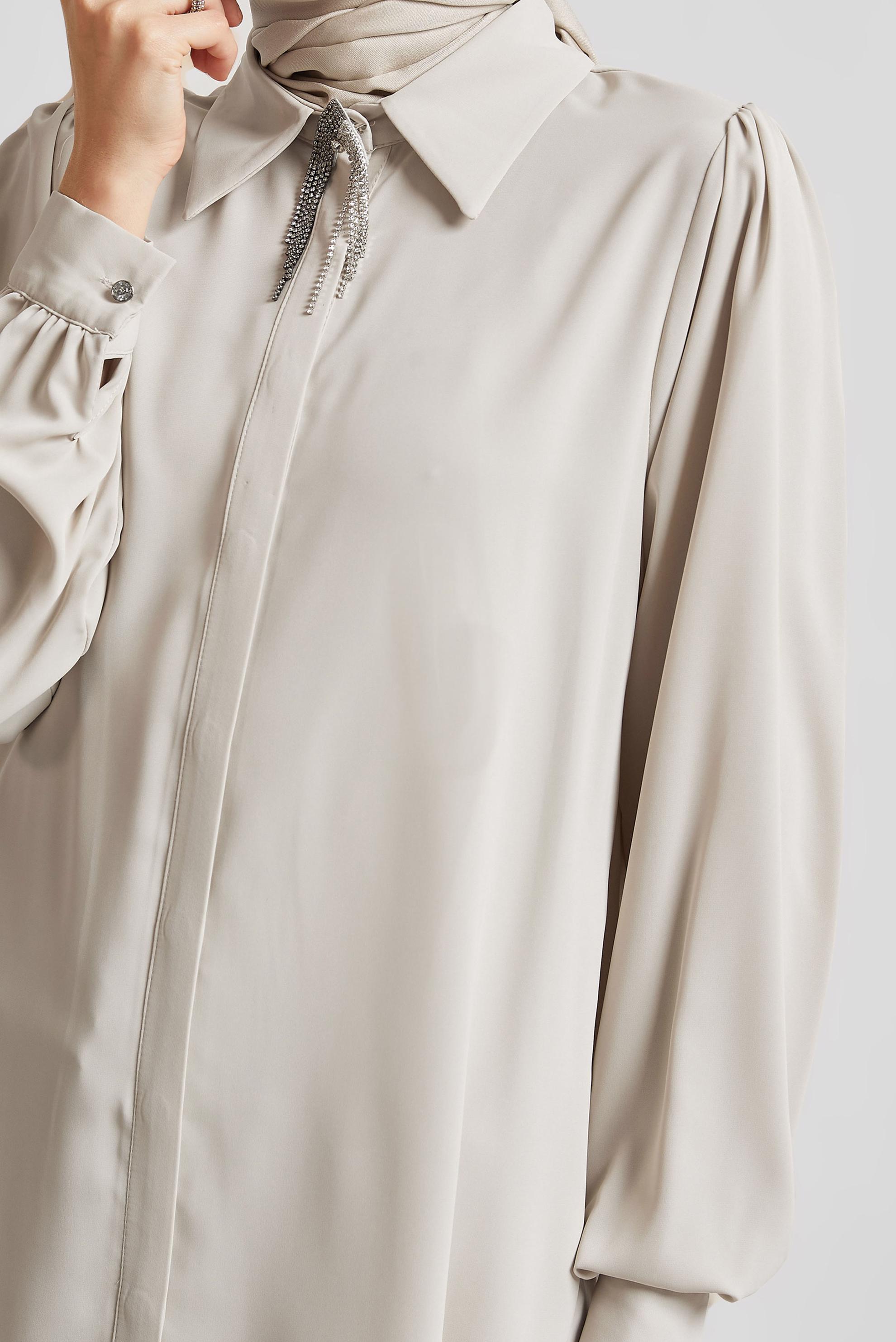 Tesettür giyim BEJ BROŞLU TUNİK 44200