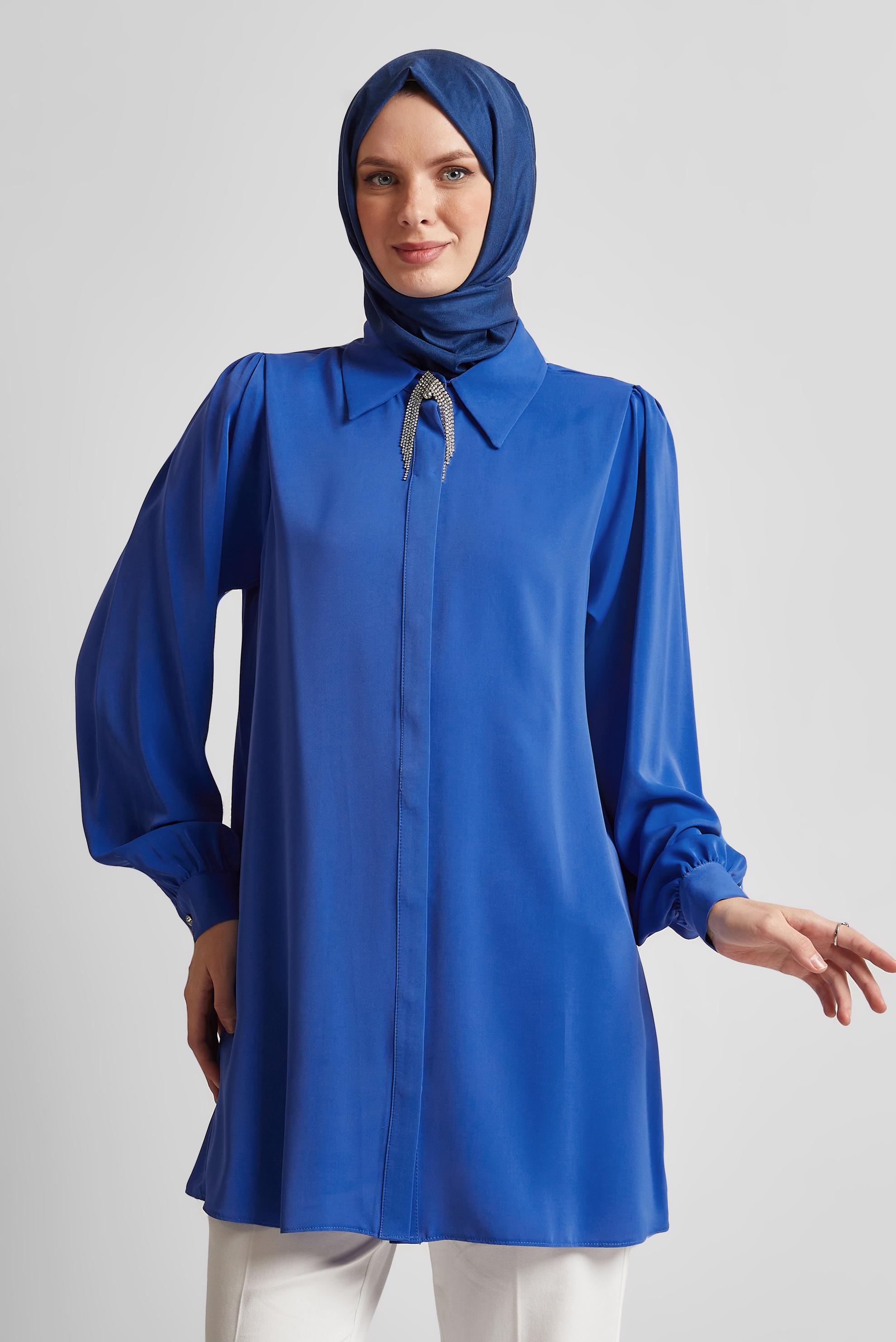 Tesettür giyim LACİVERT BROŞLU TUNİK 44200