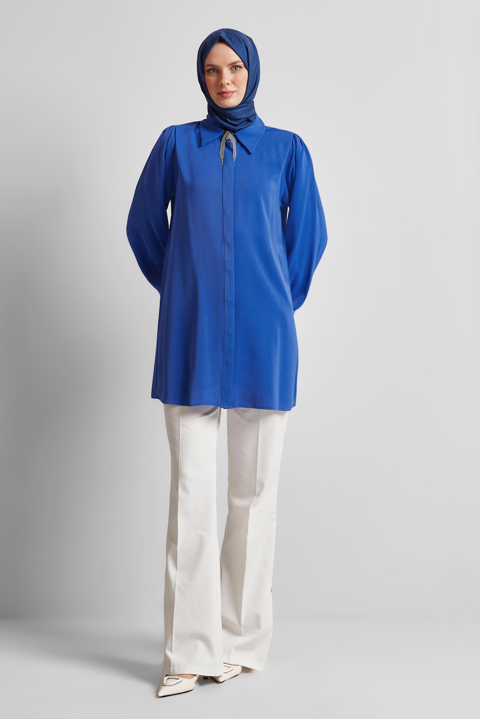 Tesettür giyim LACİVERT BROŞLU TUNİK 44200