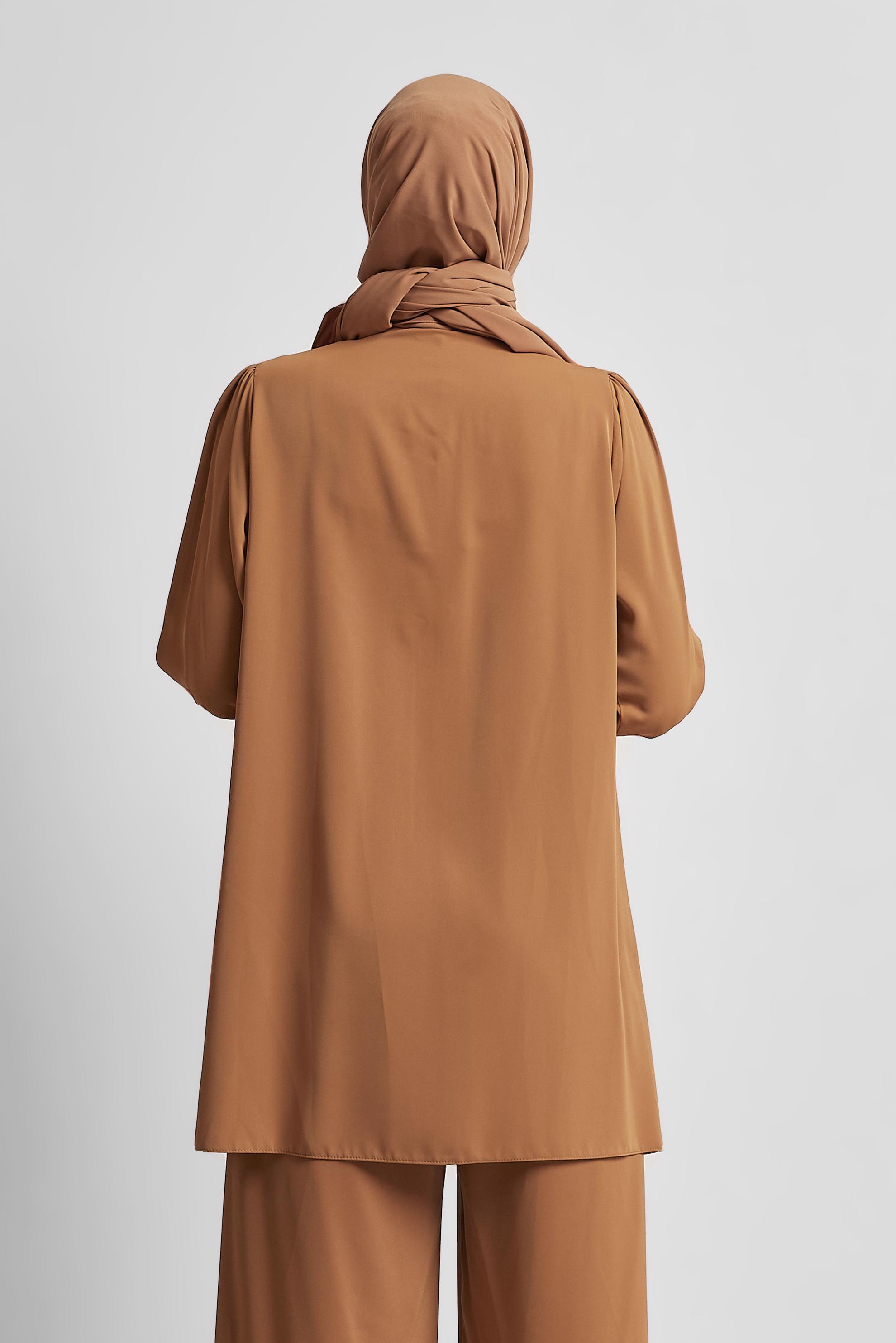 Tesettür giyim KAHVE BROŞLU TUNİK 44200