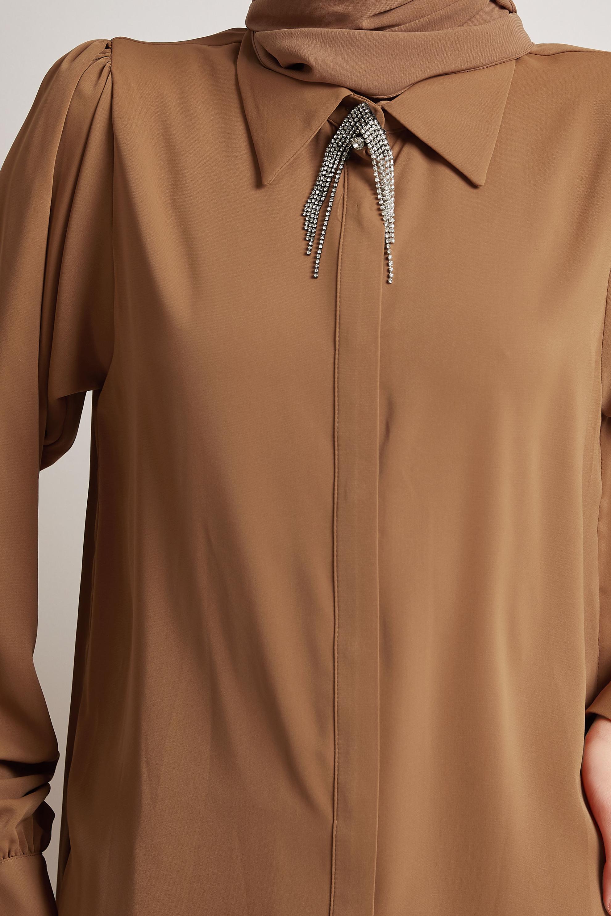 Tesettür giyim KAHVE BROŞLU TUNİK 44200