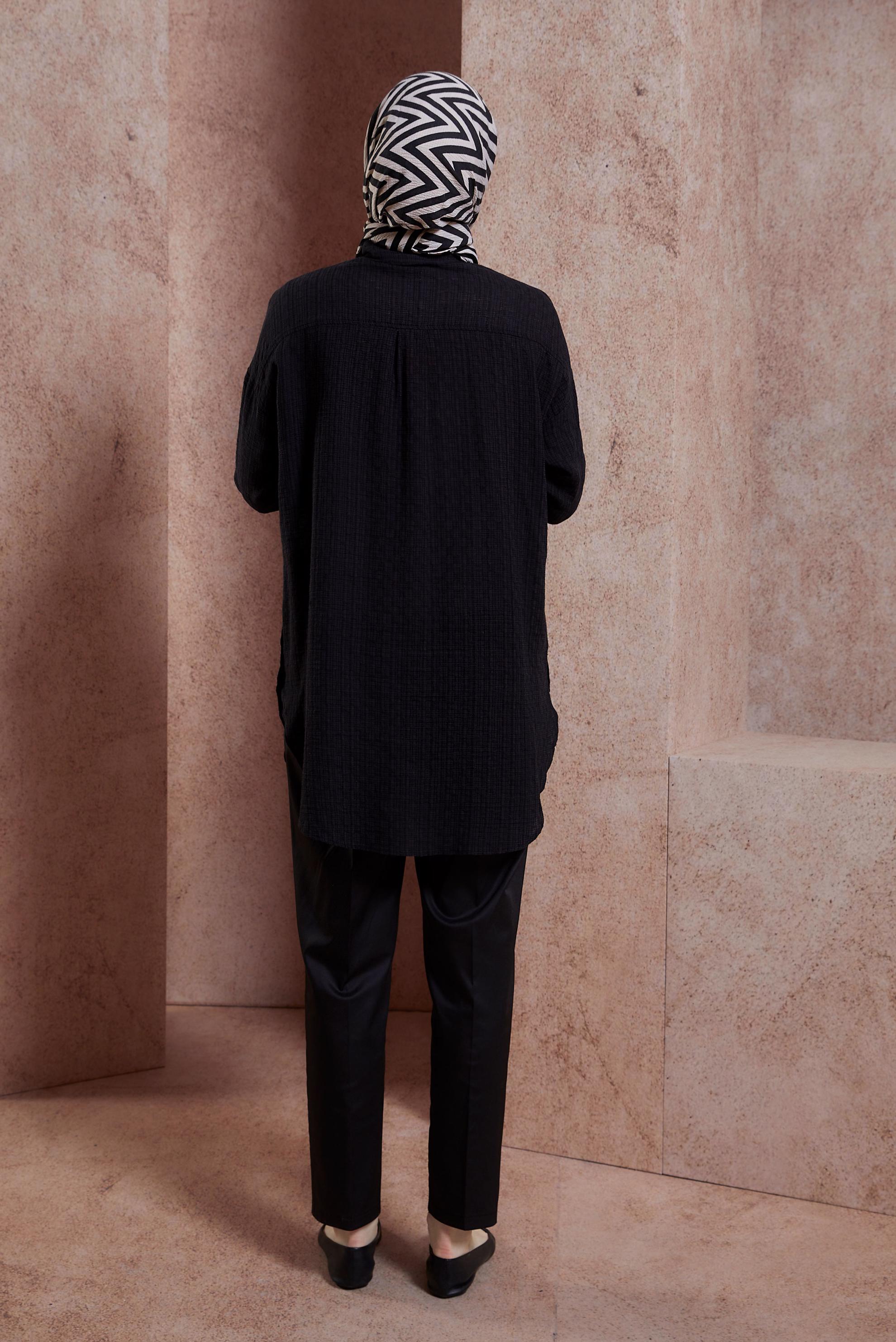 Tesettür giyim SİYAH GÖMLEK TUNİK 44417