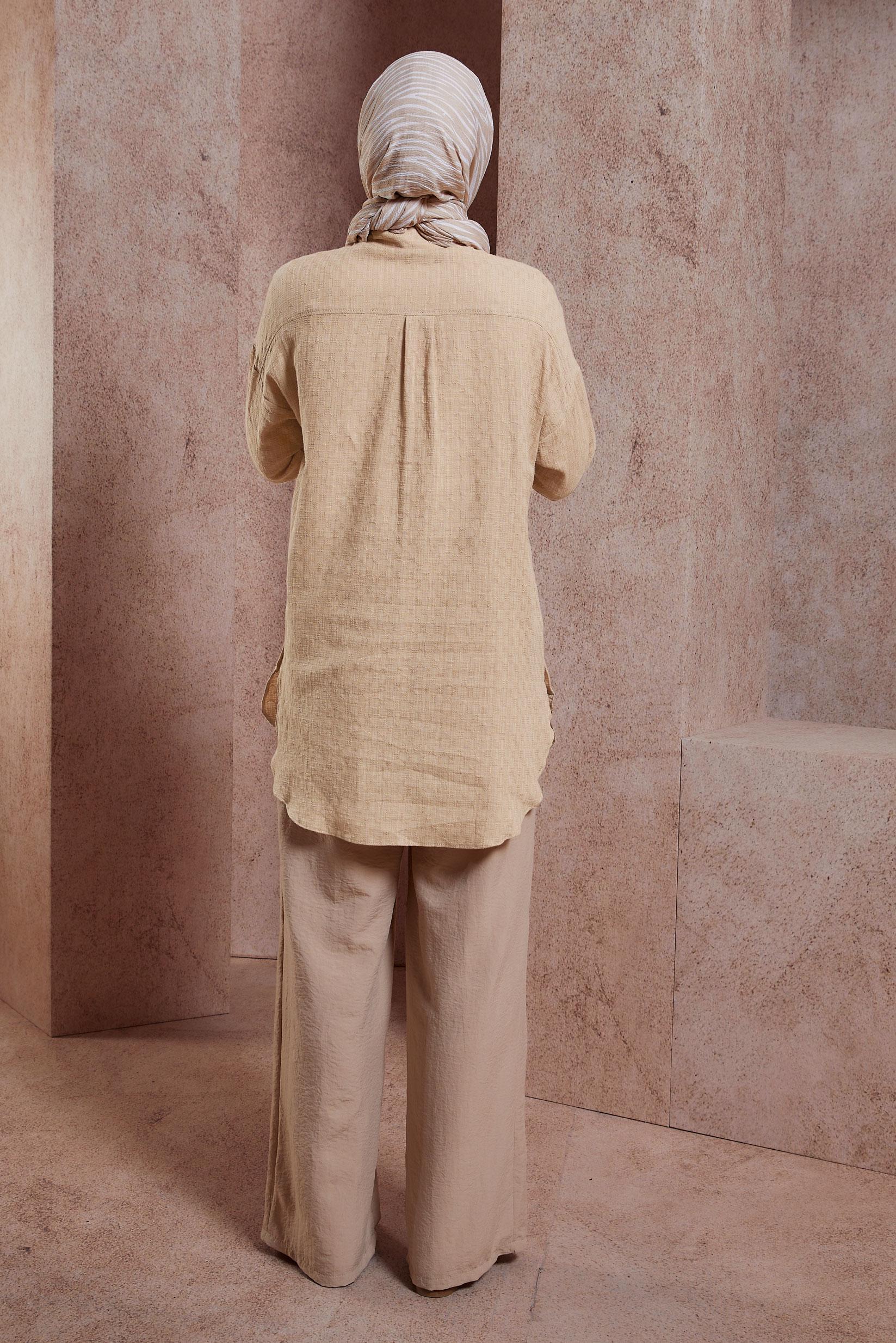 Tesettür giyim KAHVE GÖMLEK TUNİK 44417