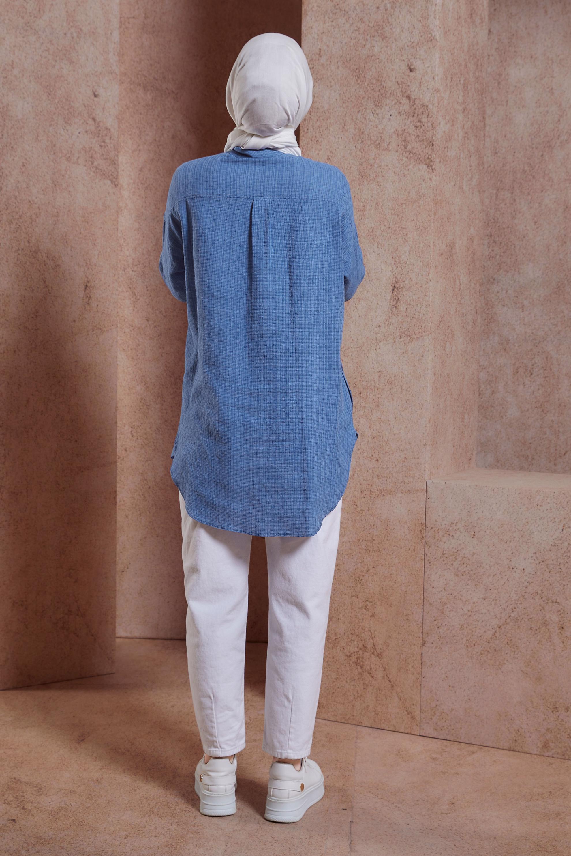 Tesettür giyim LACİVERT GÖMLEK TUNİK 44417