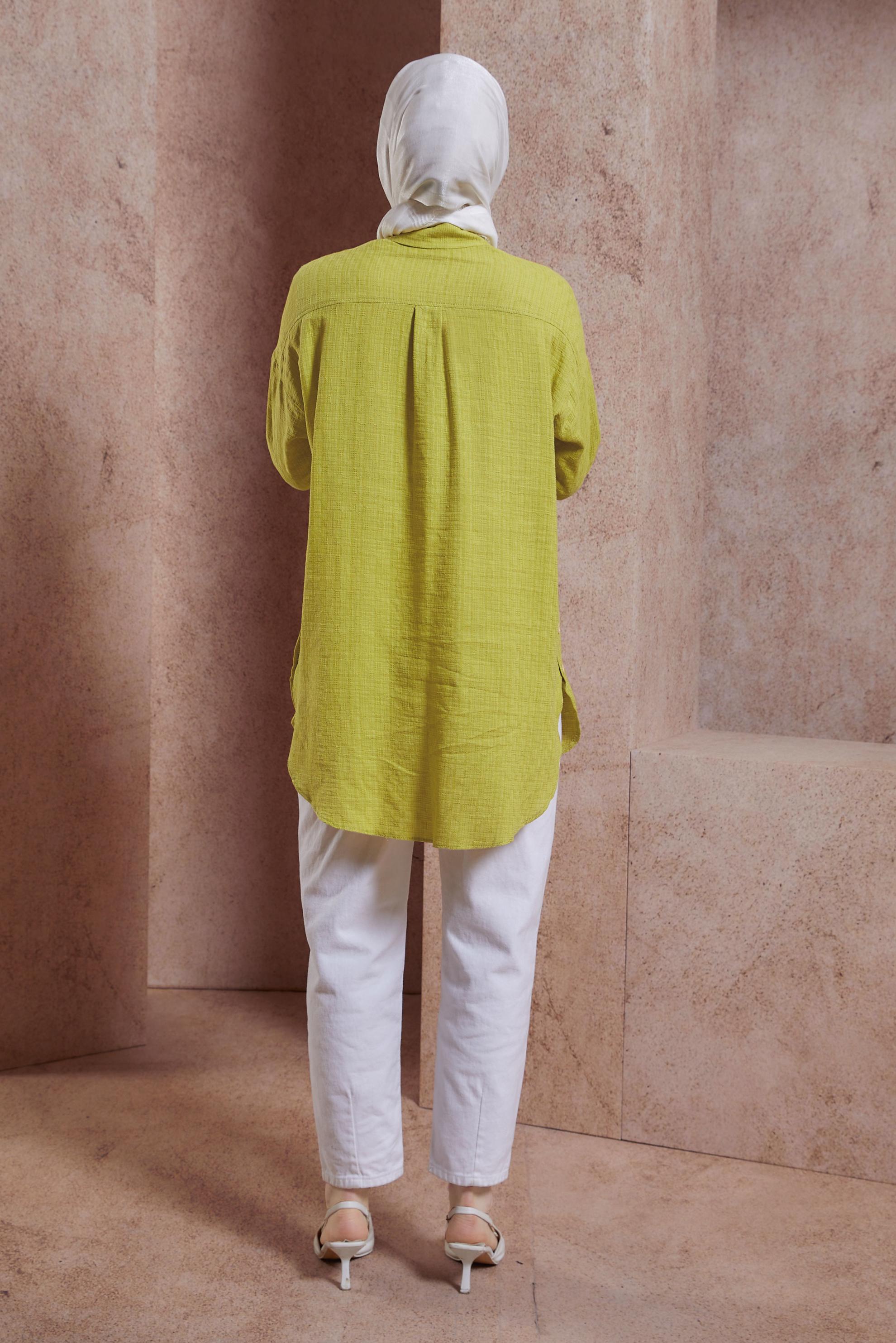 Tesettür giyim YEŞİL GÖMLEK TUNİK 44417