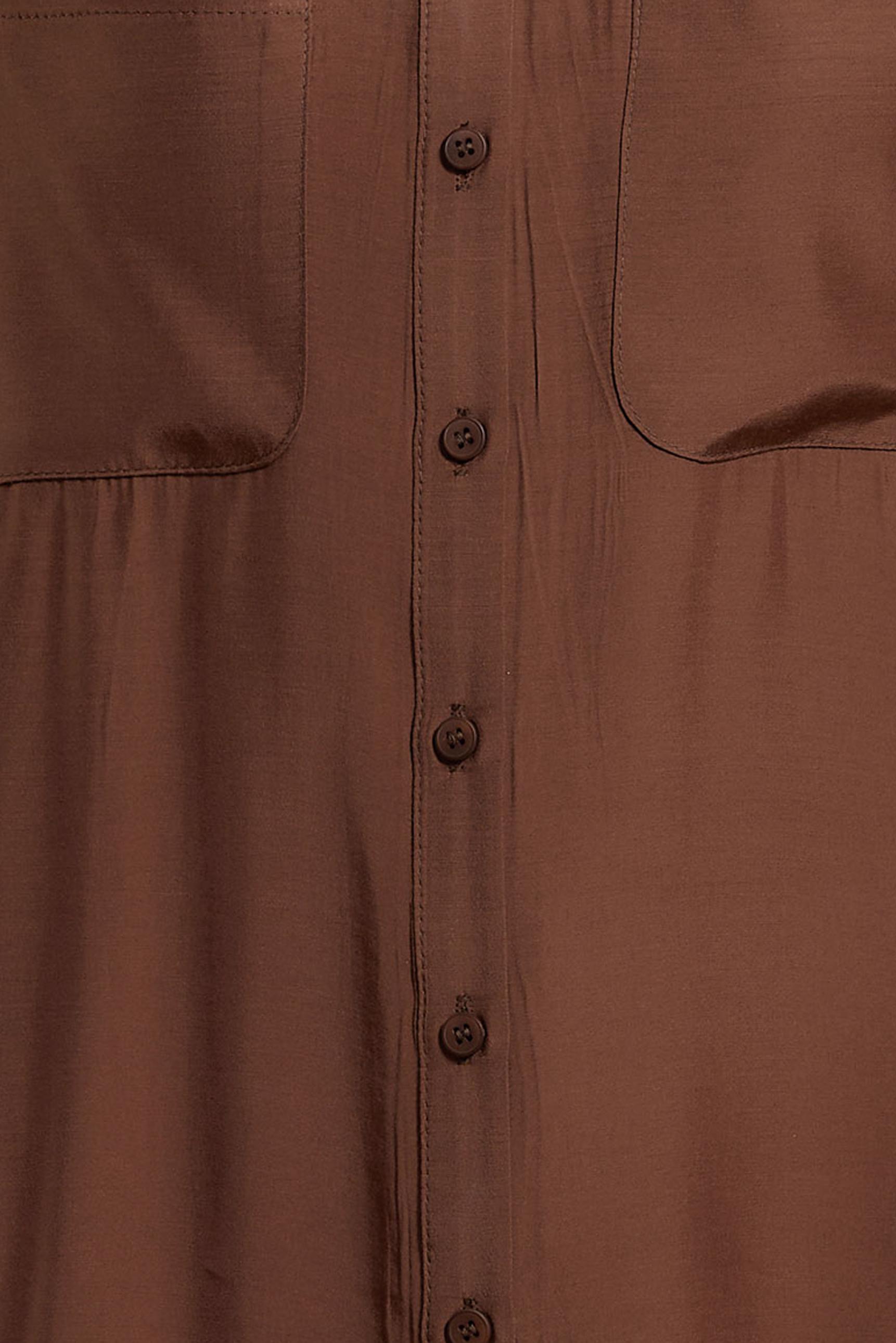 Tesettür giyim KAHVE BÜZGÜLÜ GÖMLEK TUNİK 44419