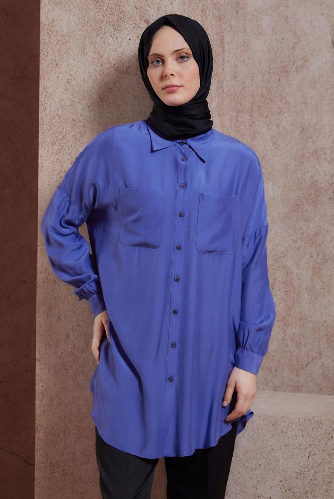 Vêtements hijab  DÉTAIL CHEMISE SMOCKÉE 44419 - ALVİNA
