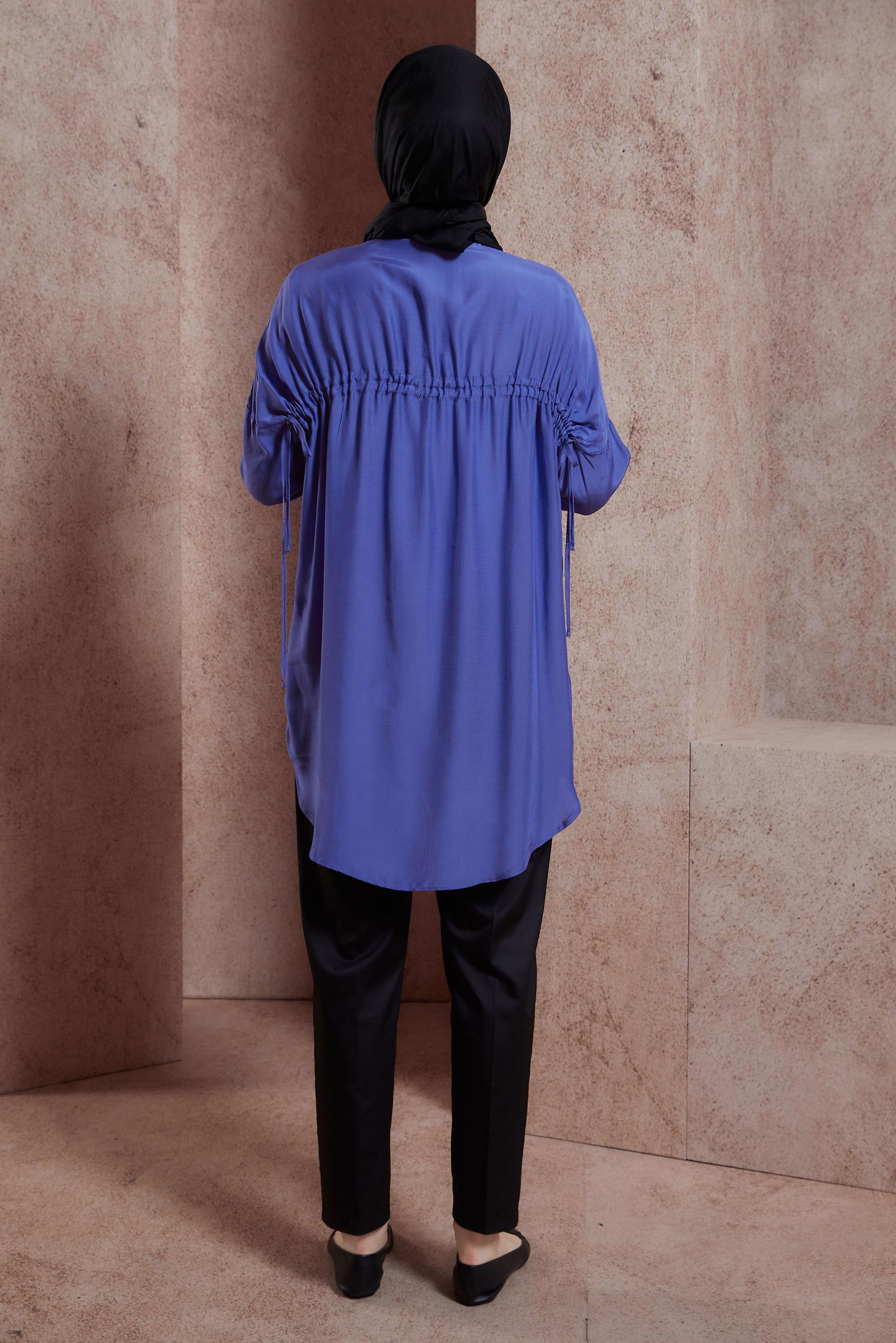 Vêtements hijab BLEU MARINE DÉTAIL CHEMISE SMOCKÉE 44419