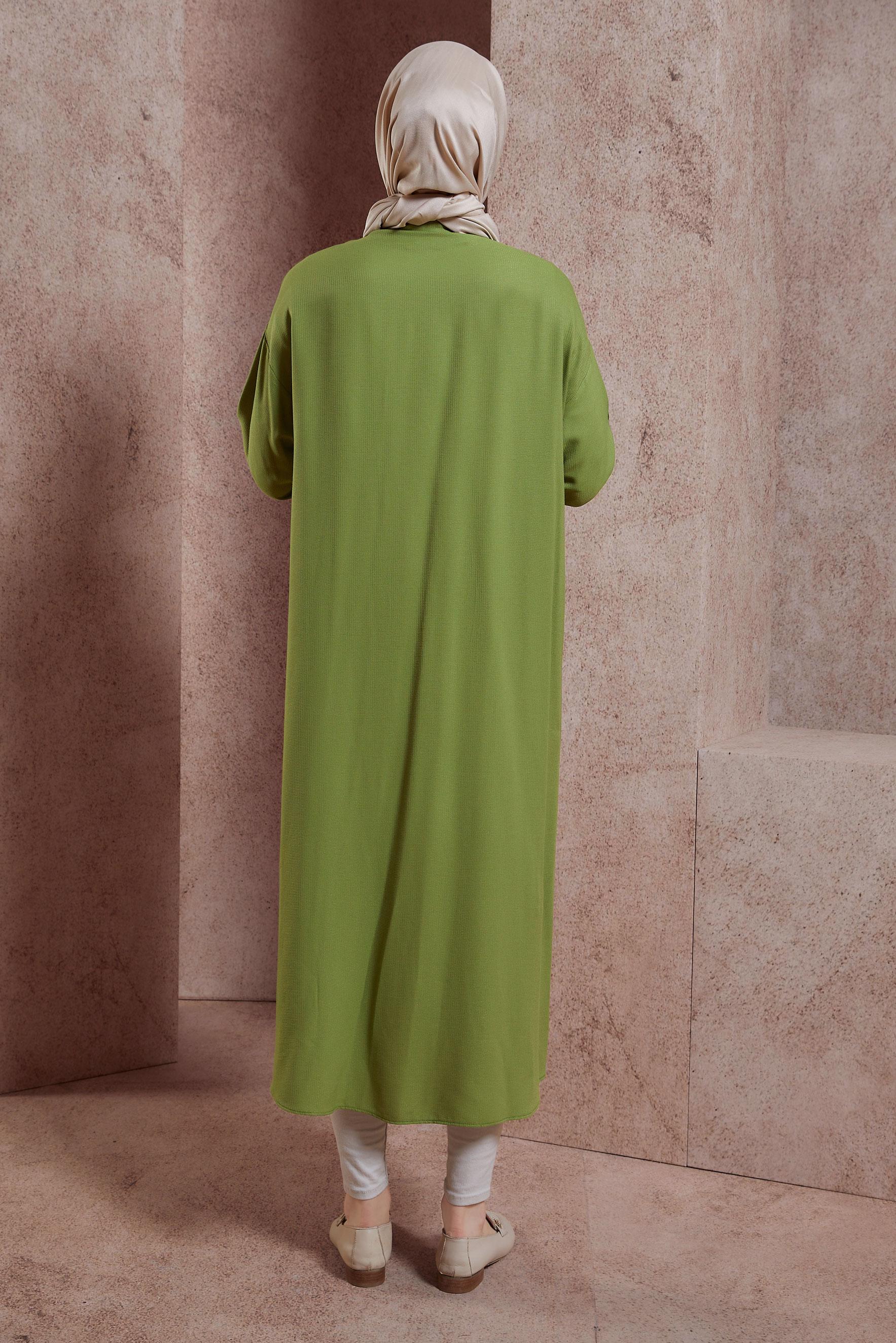 Tesettür giyim YEŞİL UZUN VİSKON TUNİK 44420