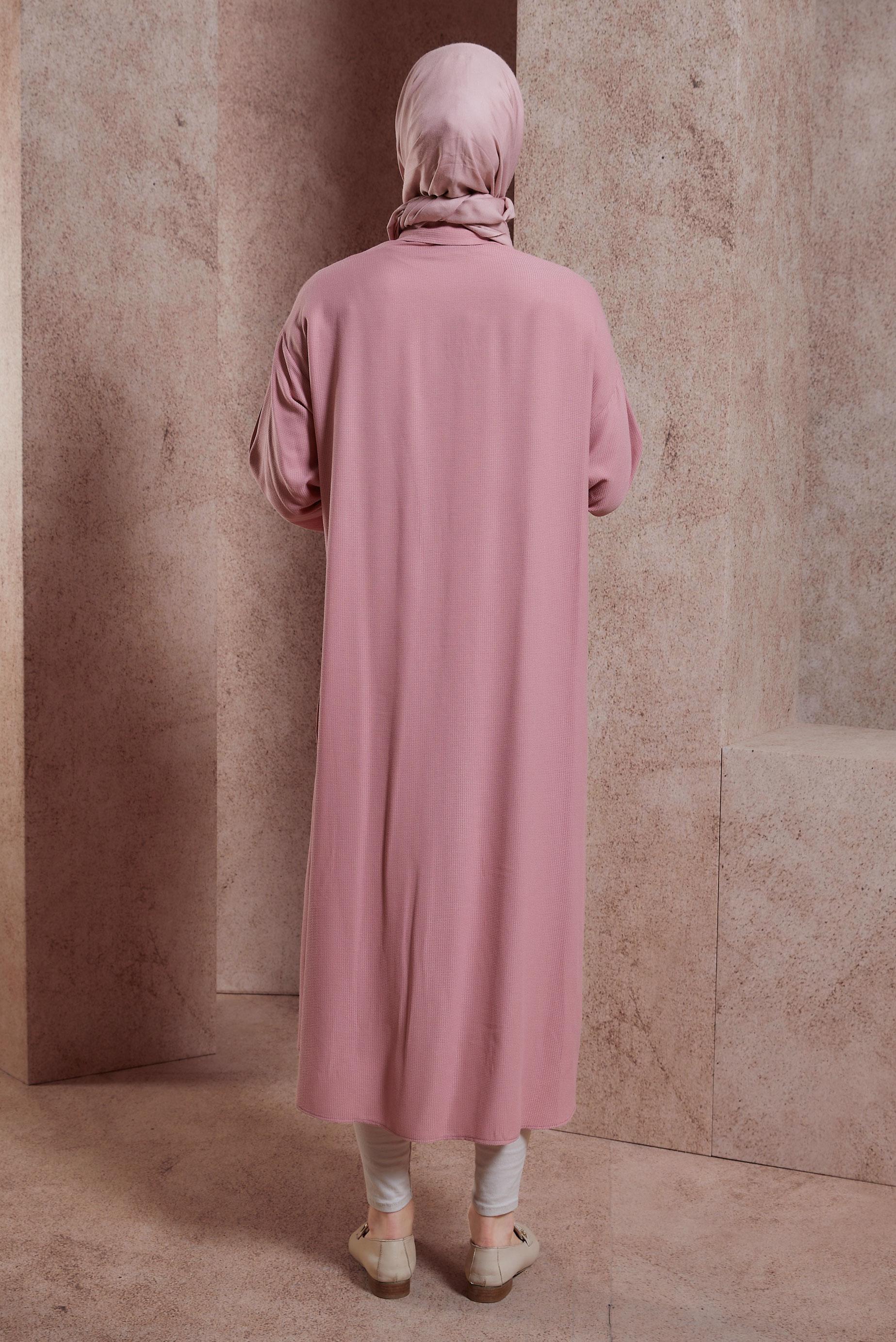 Tesettür giyim PUDRA UZUN VİSKON TUNİK 44420