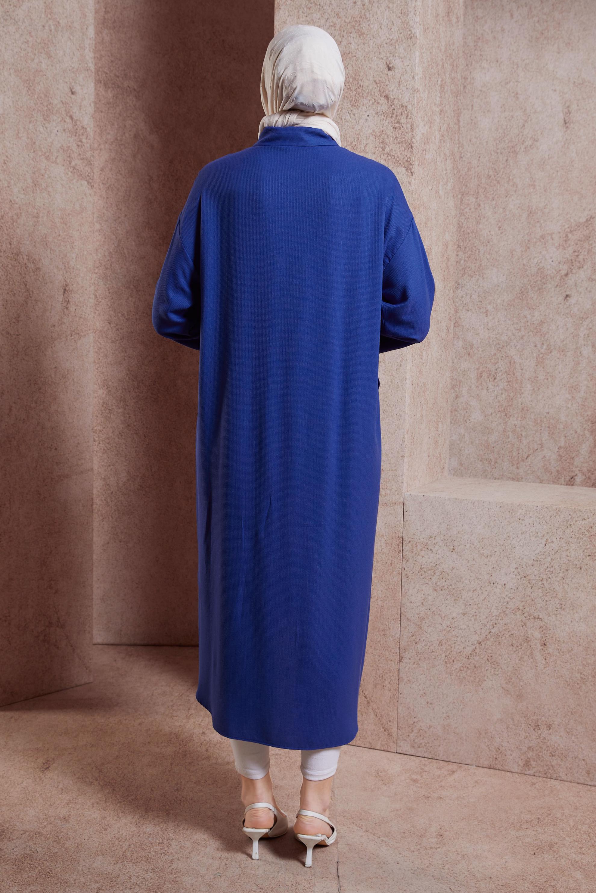 Tesettür giyim LACİVERT UZUN VİSKON TUNİK 44420