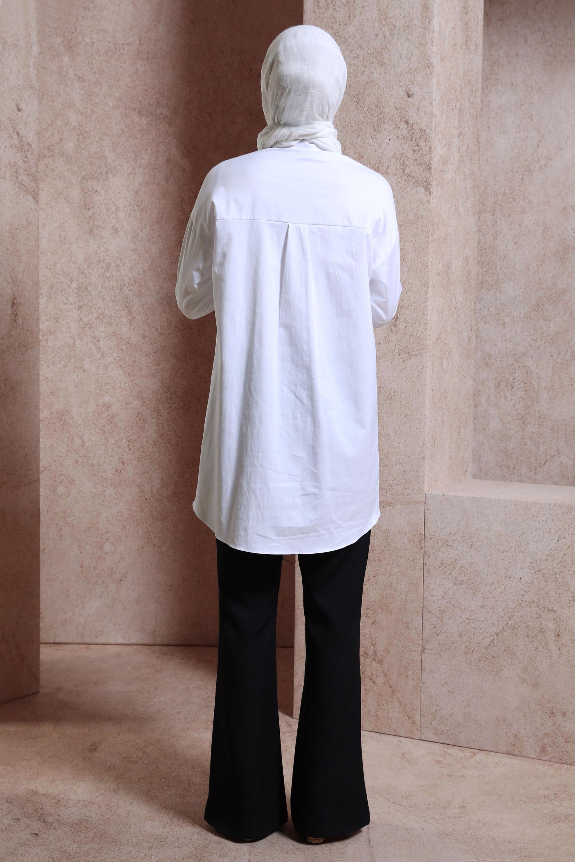 Vêtements hijab BLANC TUNIQUE CHEMISE EN SATIN 44421