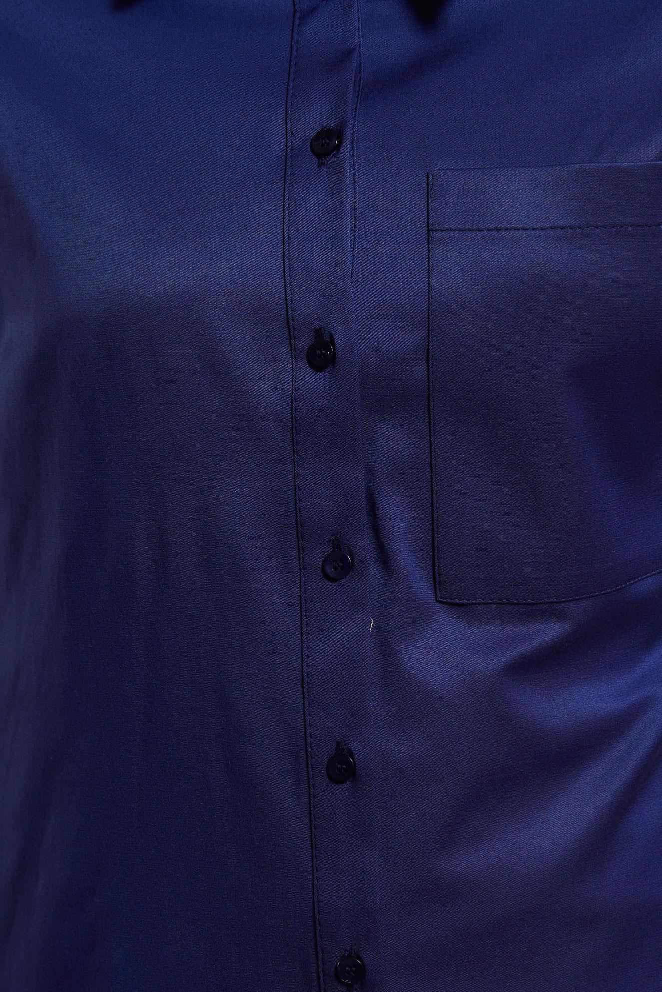 Tesettür giyim LACİVERT SATEN GÖMLEK TUNİK 44421