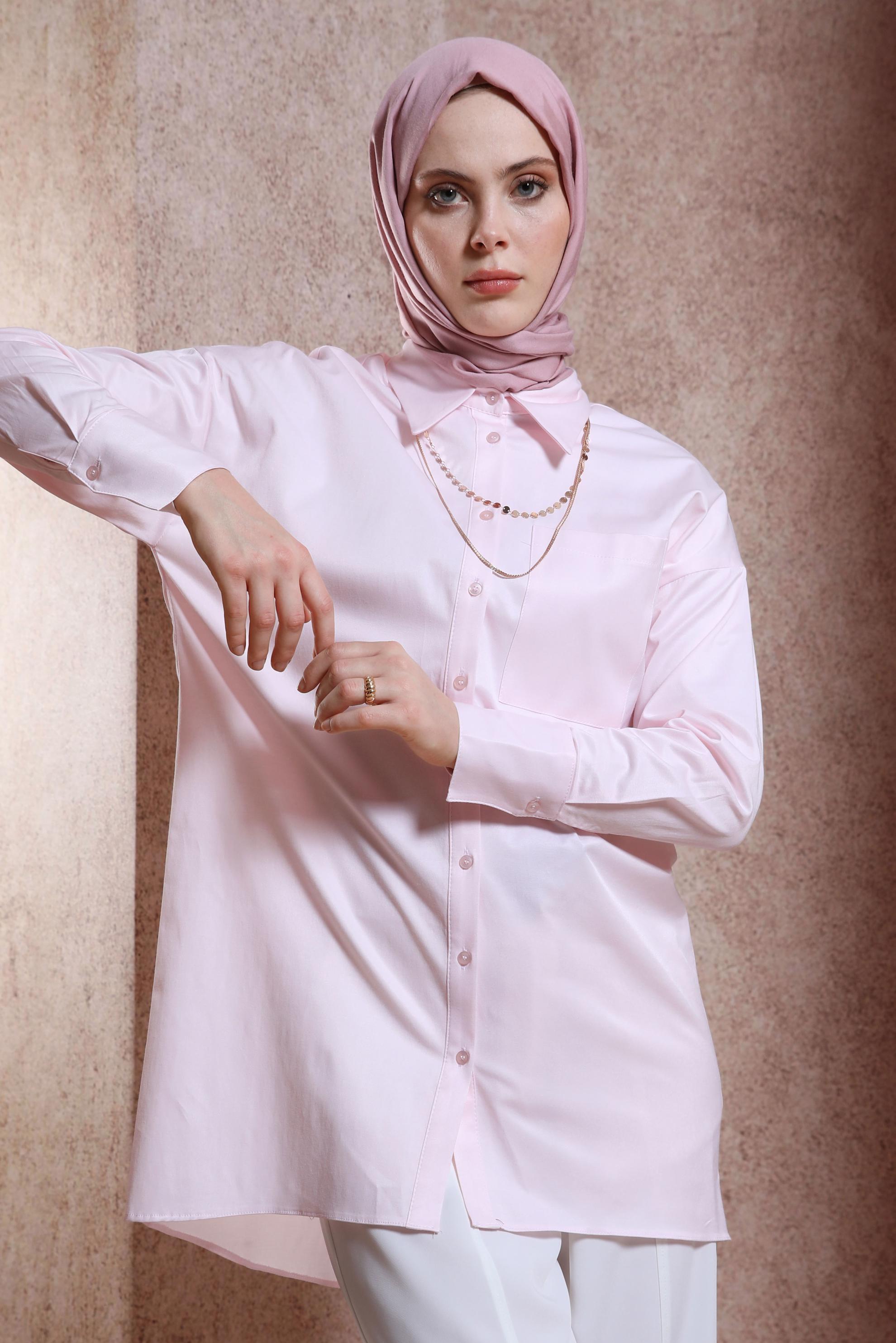 Vêtements hijab ROSE TUNIQUE CHEMISE EN SATIN 44421