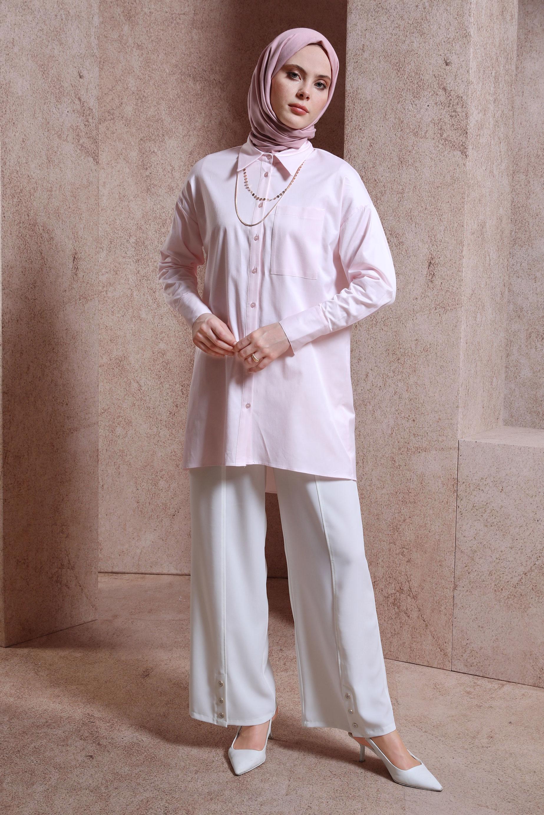 Vêtements hijab ROSE TUNIQUE CHEMISE EN SATIN 44421