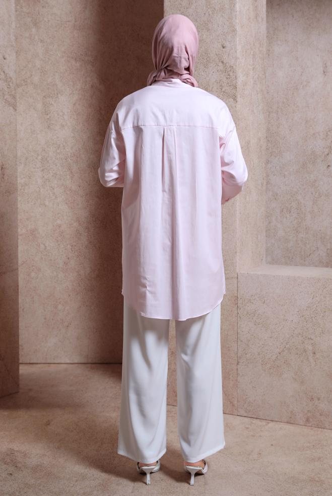 Vêtements hijab ROSE TUNIQUE CHEMISE EN SATIN 44421 - ALVİNA