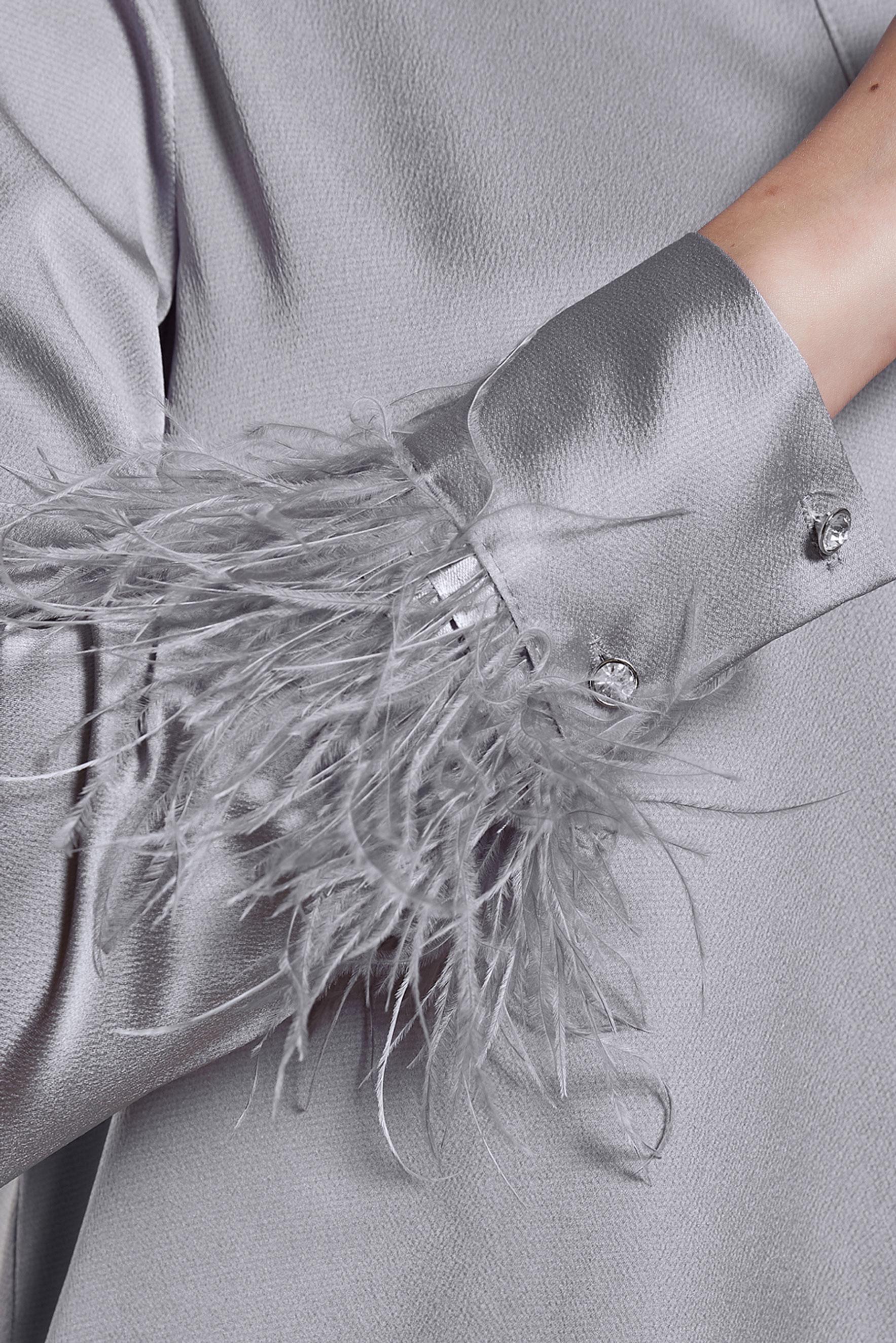 Tesettür giyim GRİ TÜY DETAYLI TUNİK 44422