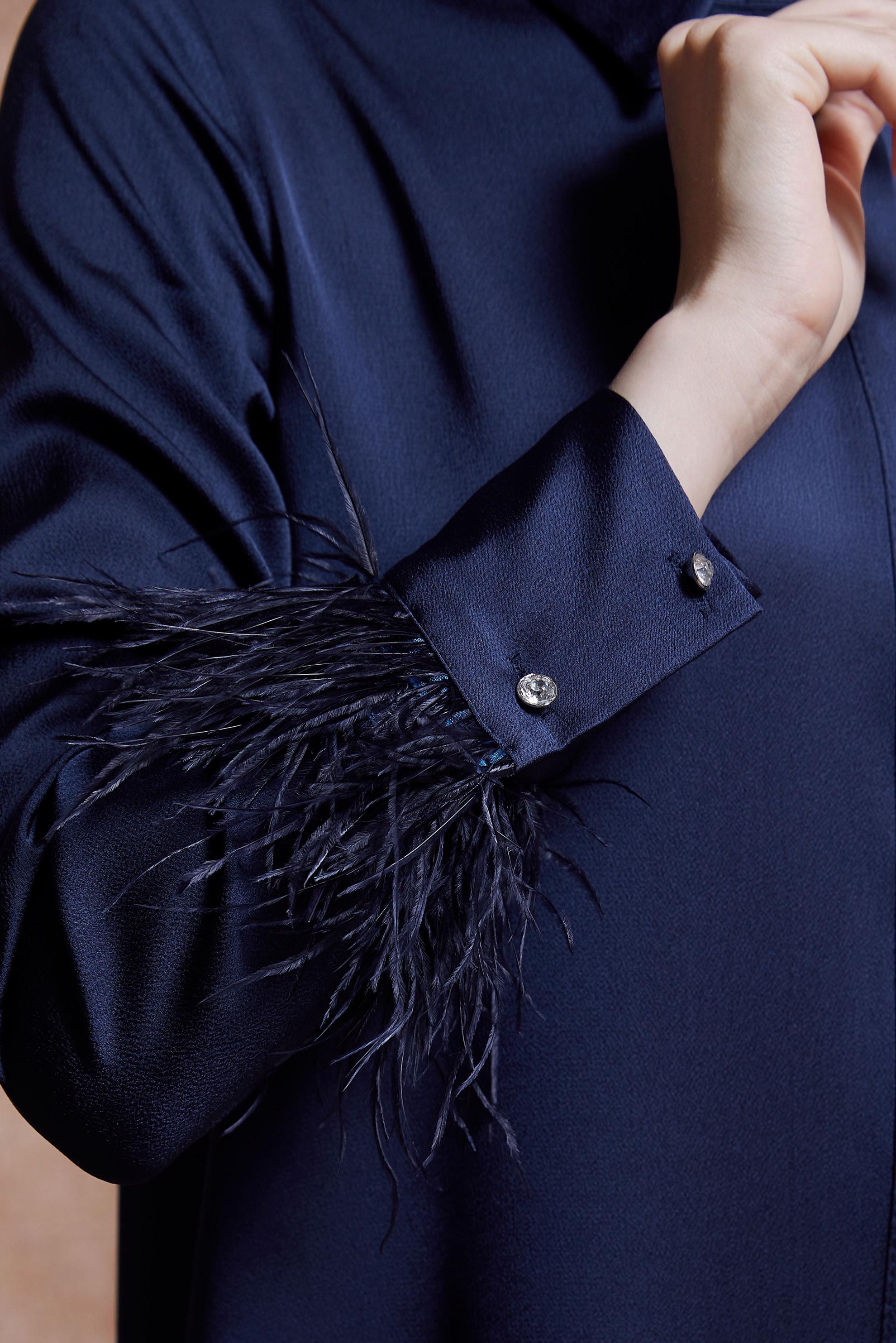 Tesettür giyim LACİVERT TÜY DETAYLI TUNİK 44422