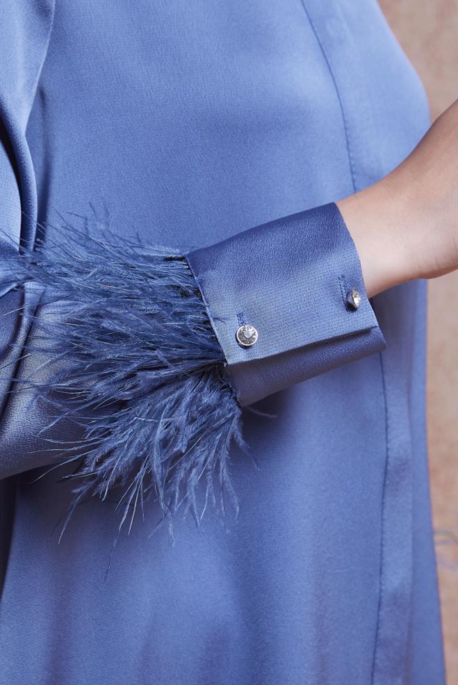 Tesettür giyim LACİVERT TÜY DETAYLI TUNİK 44422 - ALVİNA