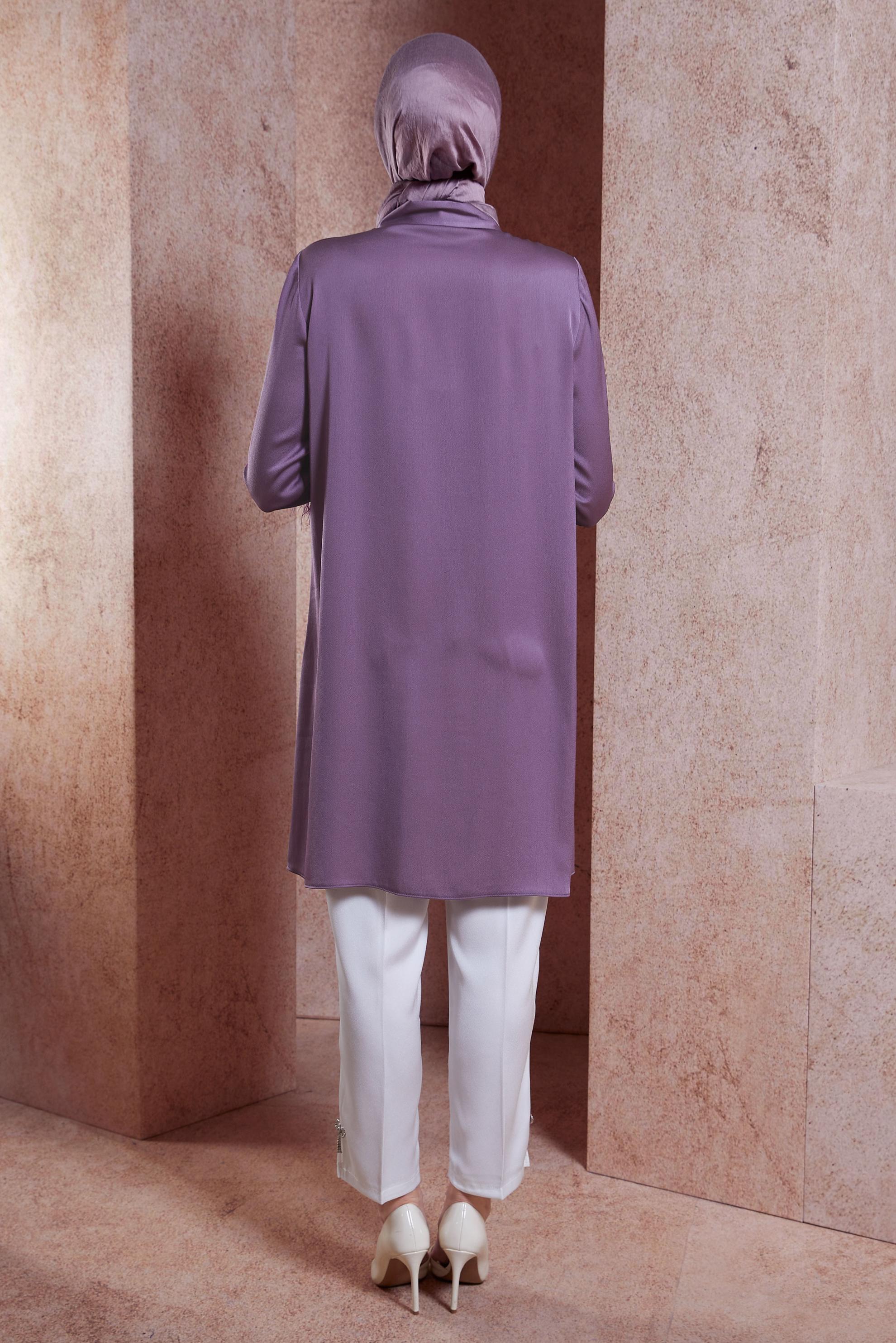 Tesettür giyim MÜRDÜM TÜY DETAYLI TUNİK 44422