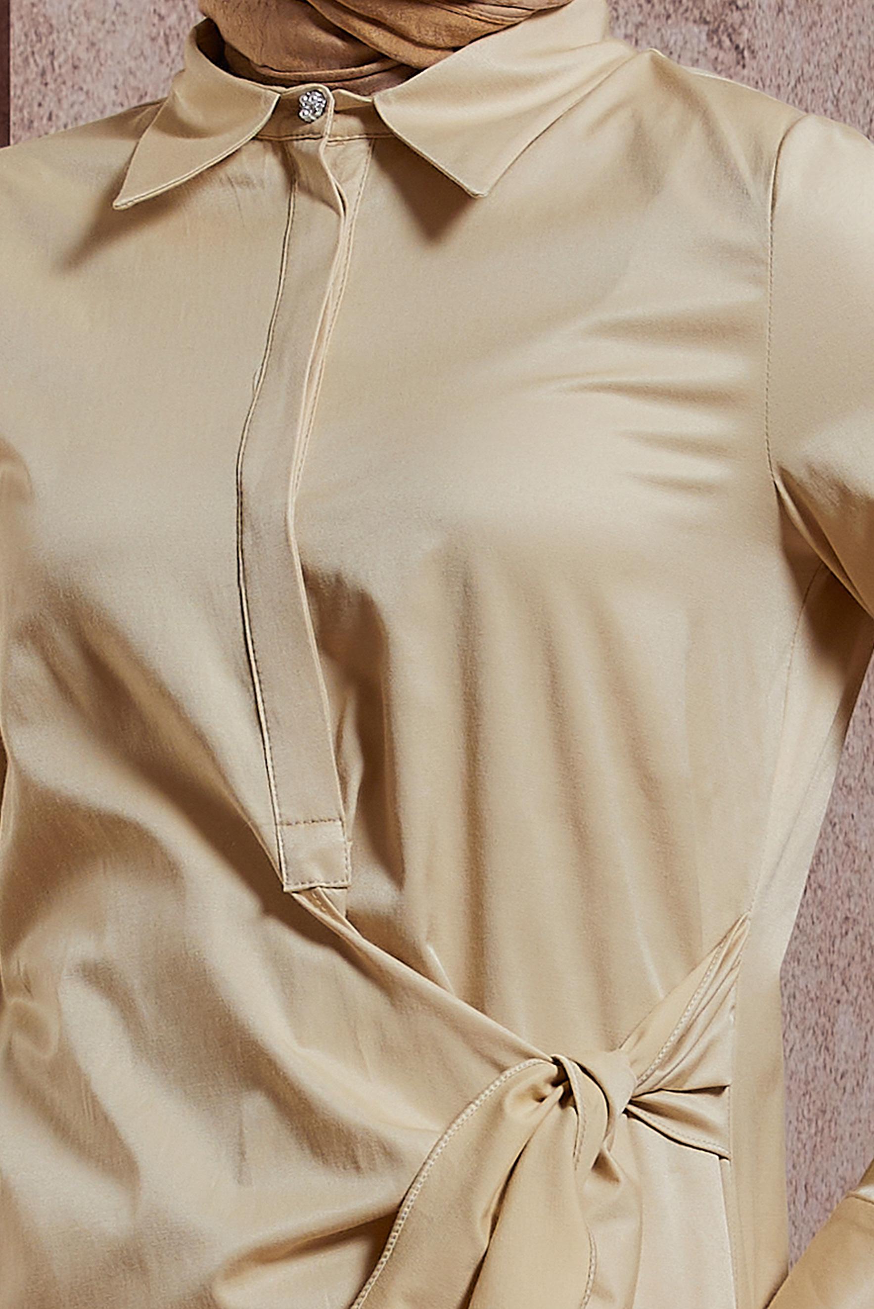 Tesettür giyim KUM GÖMLEK YAKA TUNİK 44423