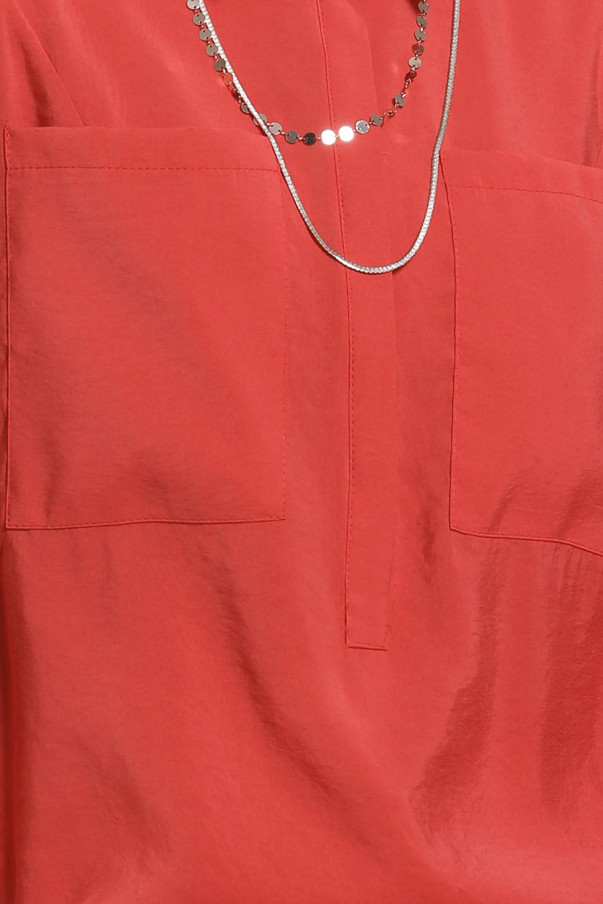 Tesettür giyim KIRMIZI GÖMLEK YAKA TUNİK 44433