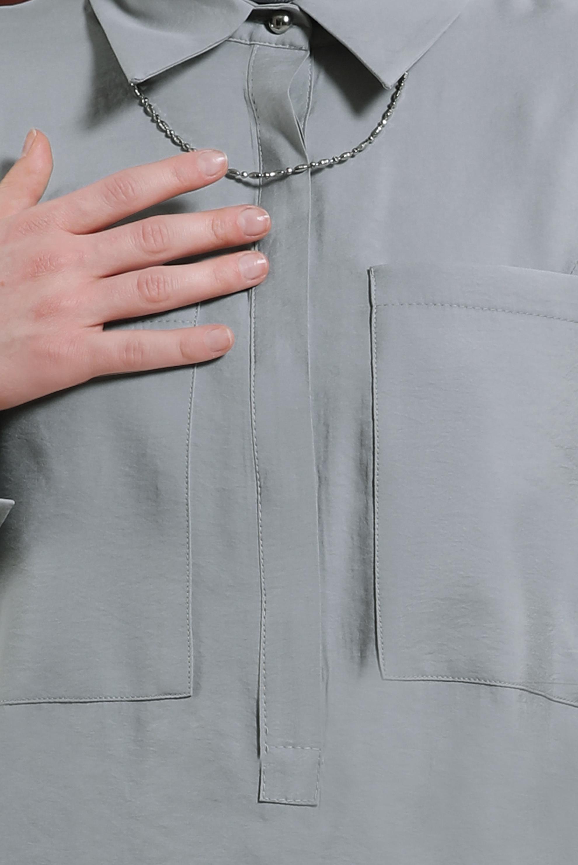 Tesettür giyim GRİ GÖMLEK YAKA TUNİK 44433