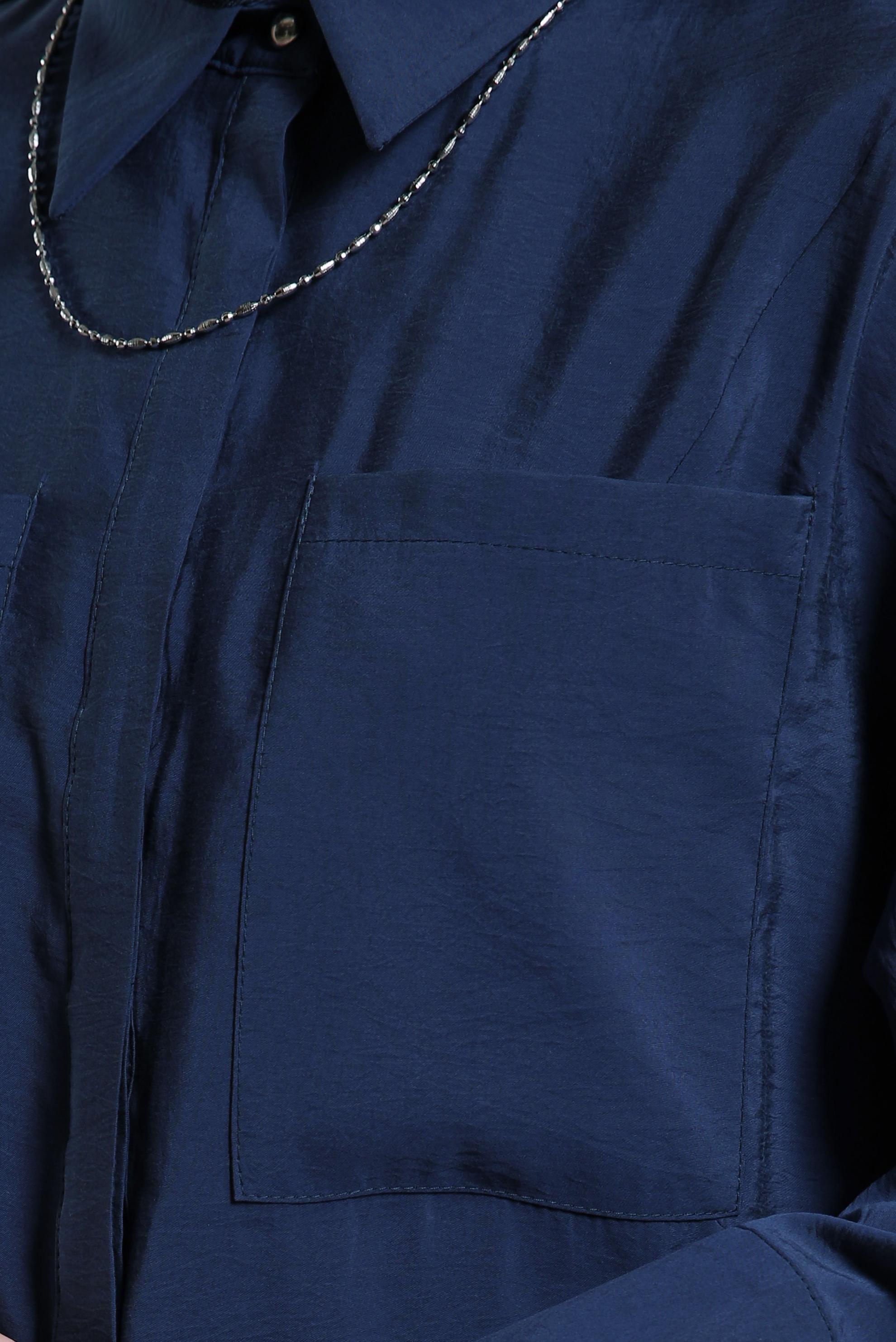 Tesettür giyim LACİVERT GÖMLEK YAKA TUNİK 44433