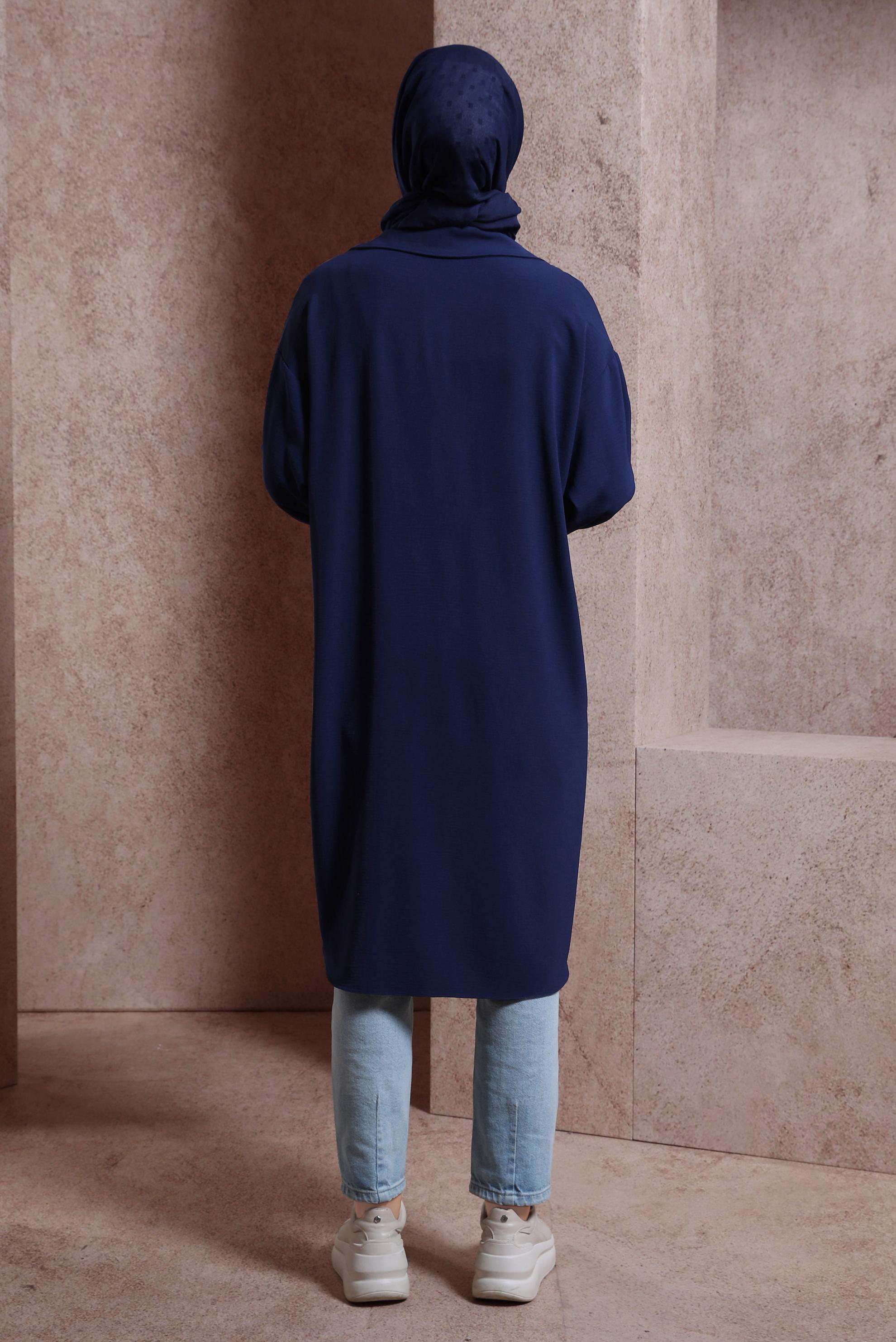 Tesettür giyim LACİVERT FERMUARLI TUNİK 44435