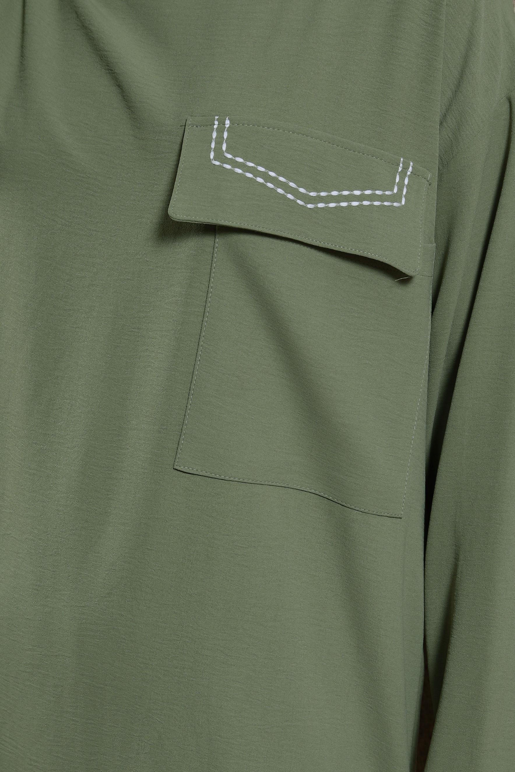 Tesettür giyim HAKİ YAKASI BAĞLAMALI TUNİK 44438