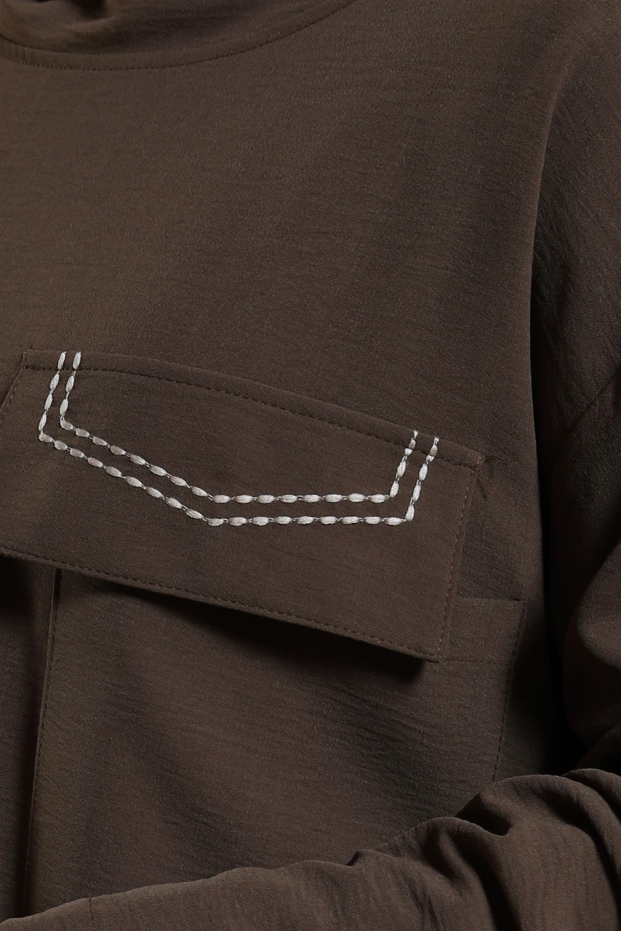 Tesettür giyim KAHVE YAKASI BAĞLAMALI TUNİK 44438