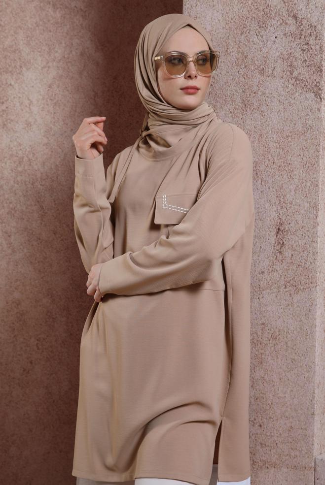 Vêtements hijab TABA TUNIQUE COL NOUÉ 44438 - ALVİNA
