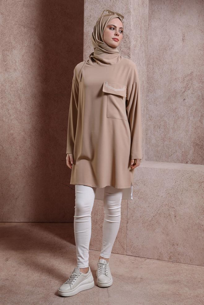Vêtements hijab TABA TUNIQUE COL NOUÉ 44438 - ALVİNA