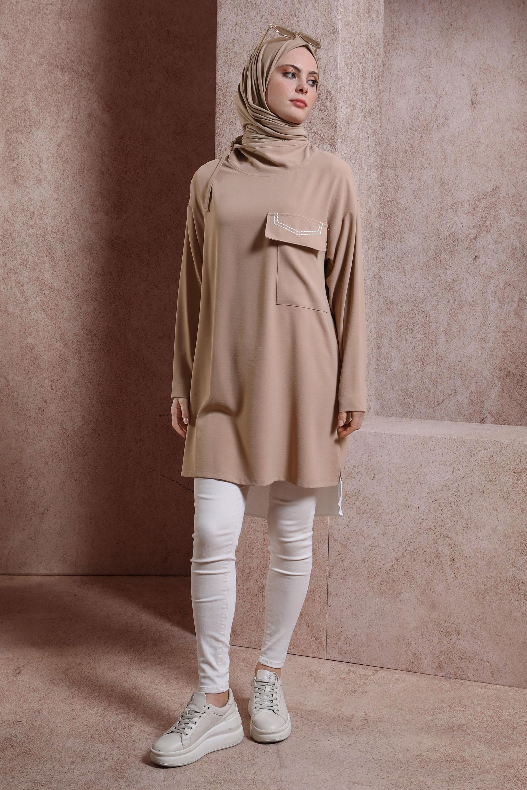 Vêtements hijab TABA TUNIQUE COL NOUÉ 44438