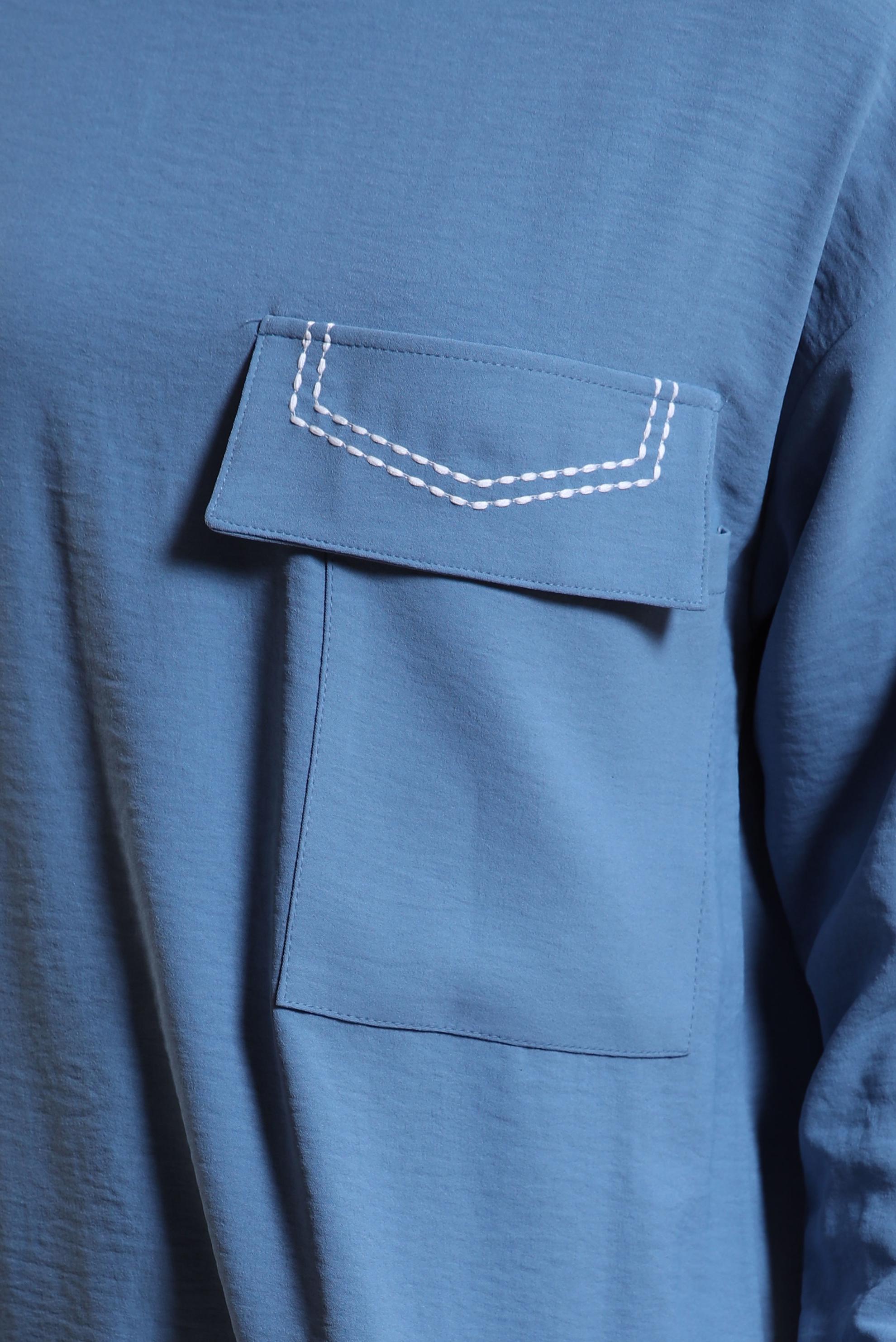 Tesettür giyim MAVİ YAKASI BAĞLAMALI TUNİK 44438