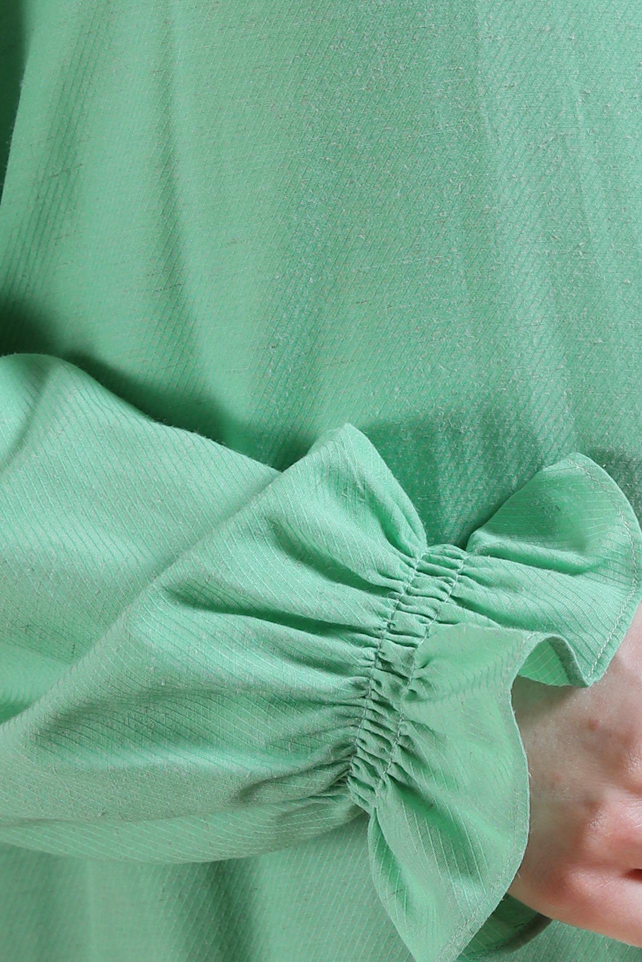 Tesettür giyim YEŞİL MANŞETLERİ LASTİKLİ TUNİK 44445