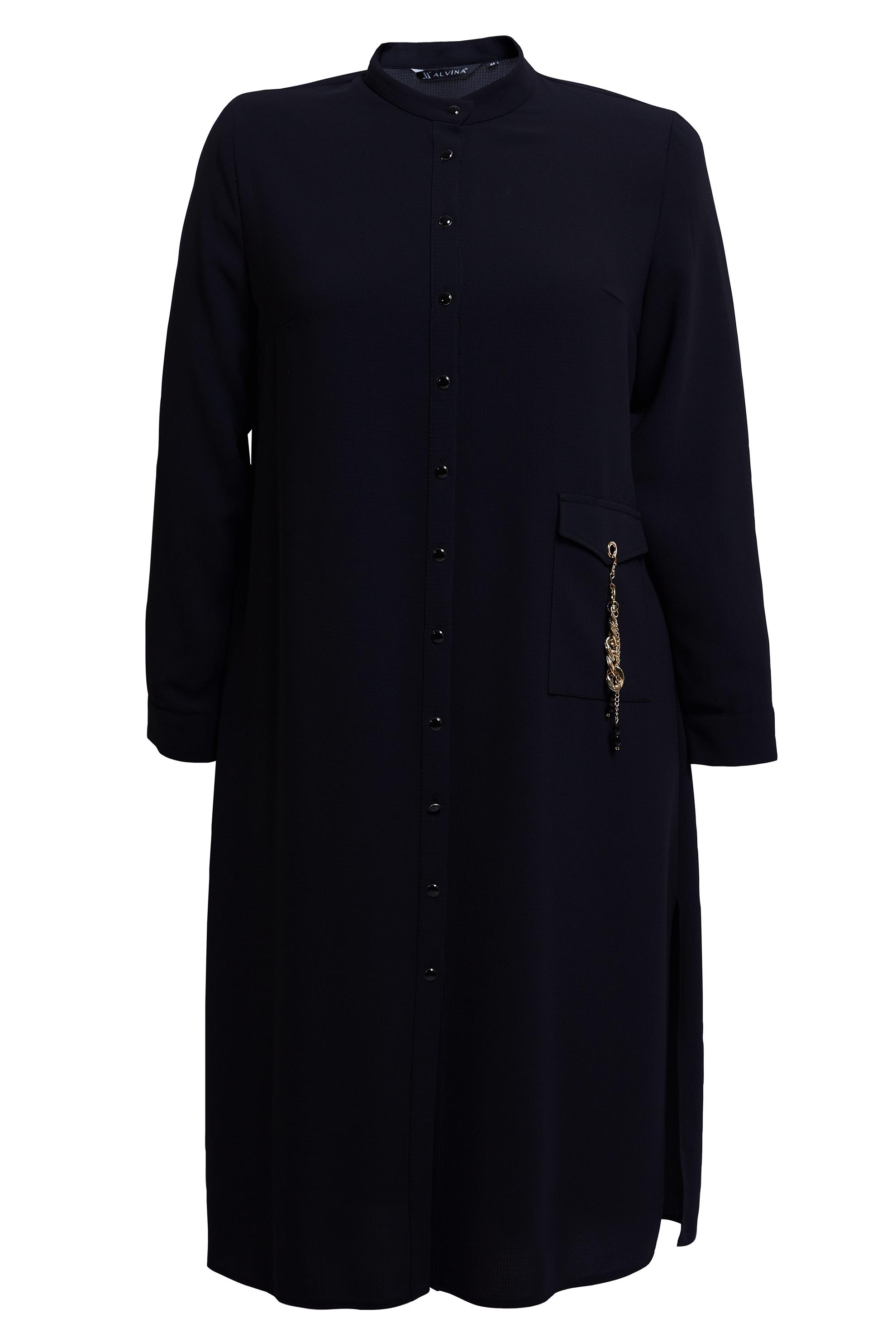 Vêtements hijab NOIR TUNIQUE GRANDE TAILLE BOUTONNÉE 44447