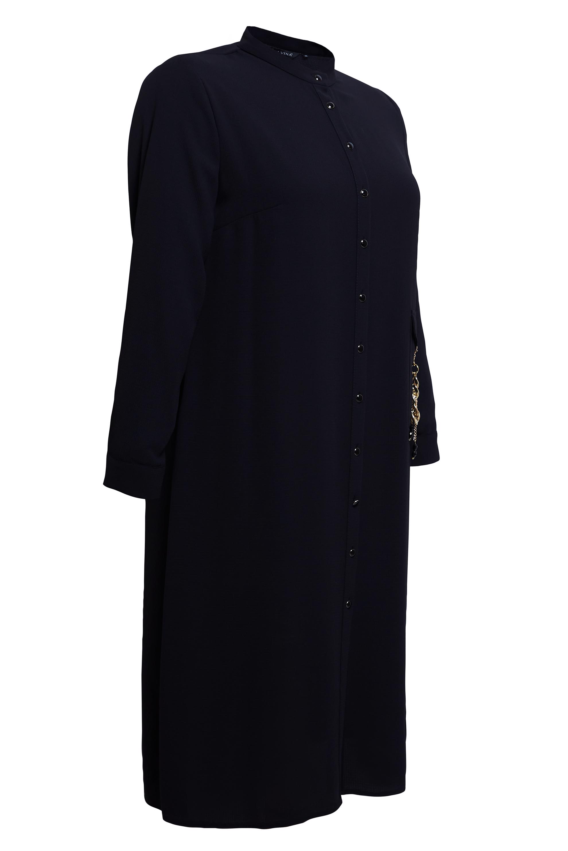 Vêtements hijab NOIR TUNIQUE GRANDE TAILLE BOUTONNÉE 44447