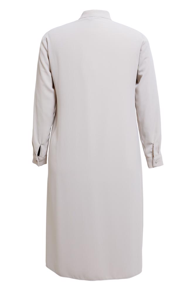 Tesettür giyim BEJ DÜĞMELİ BÜYÜK BEDEN TUNİK 44447 - ALVİNA