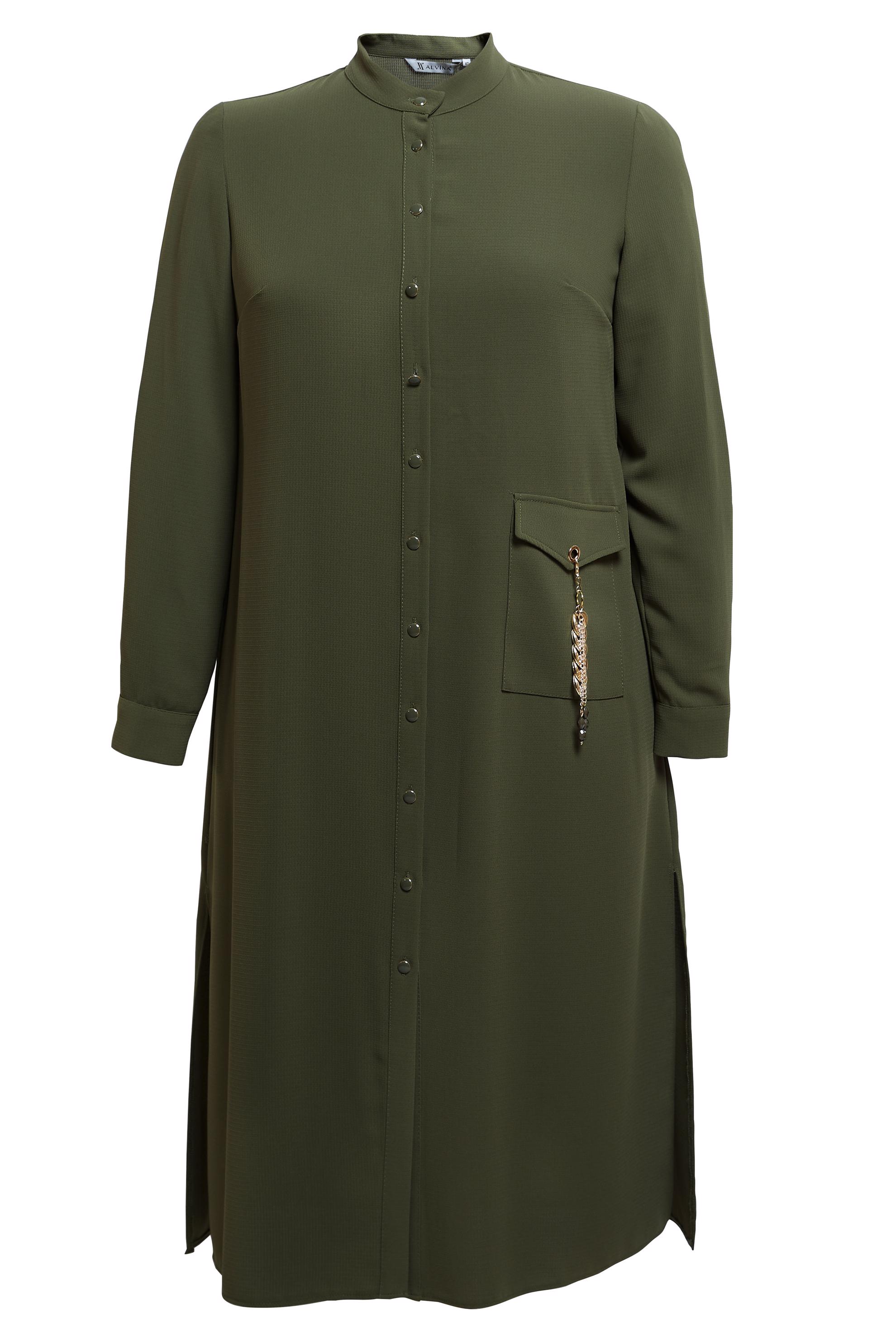 Vêtements hijab KAKI TUNIQUE GRANDE TAILLE BOUTONNÉE 44447