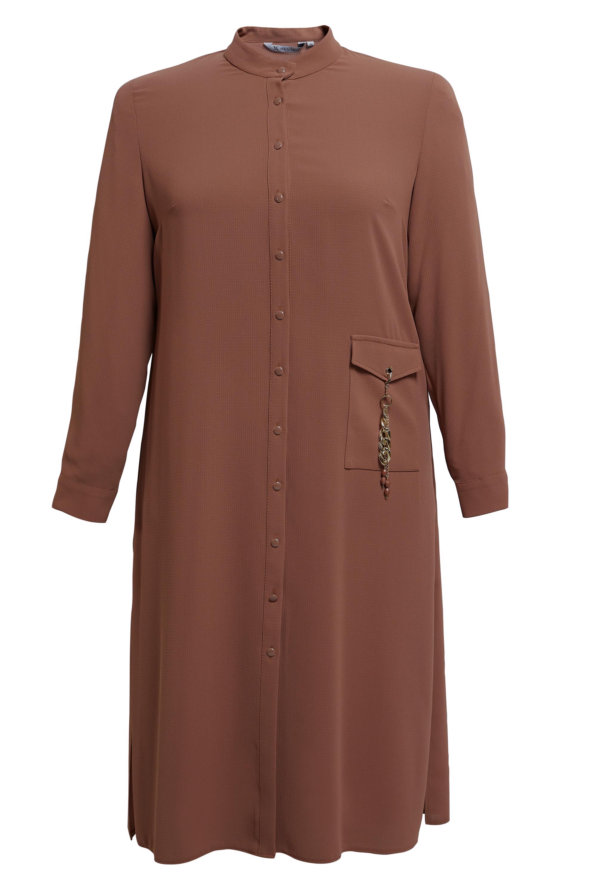 Tesettür giyim TURUNCU DÜĞMELİ BÜYÜK BEDEN TUNİK 44447