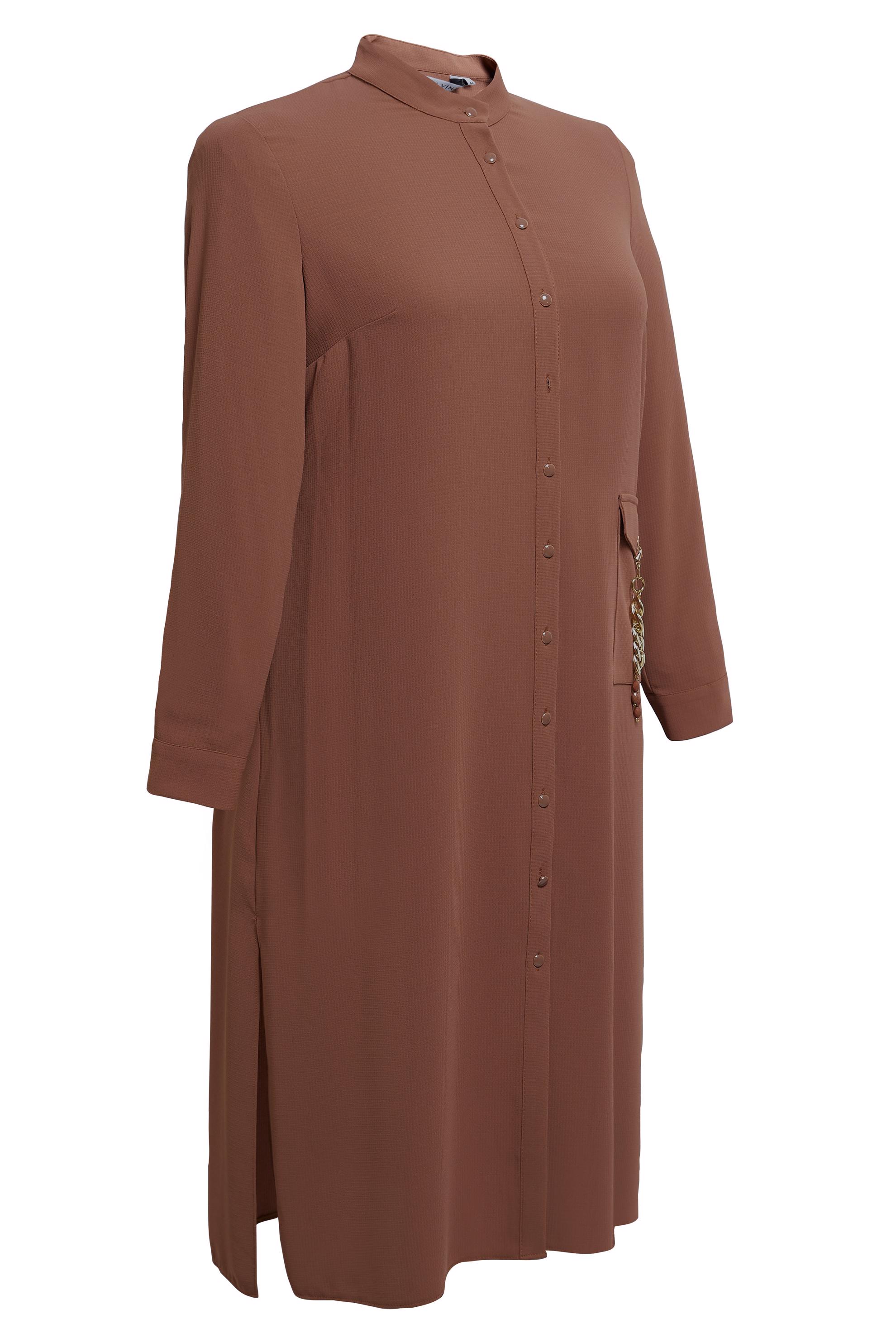 Tesettür giyim TURUNCU DÜĞMELİ BÜYÜK BEDEN TUNİK 44447