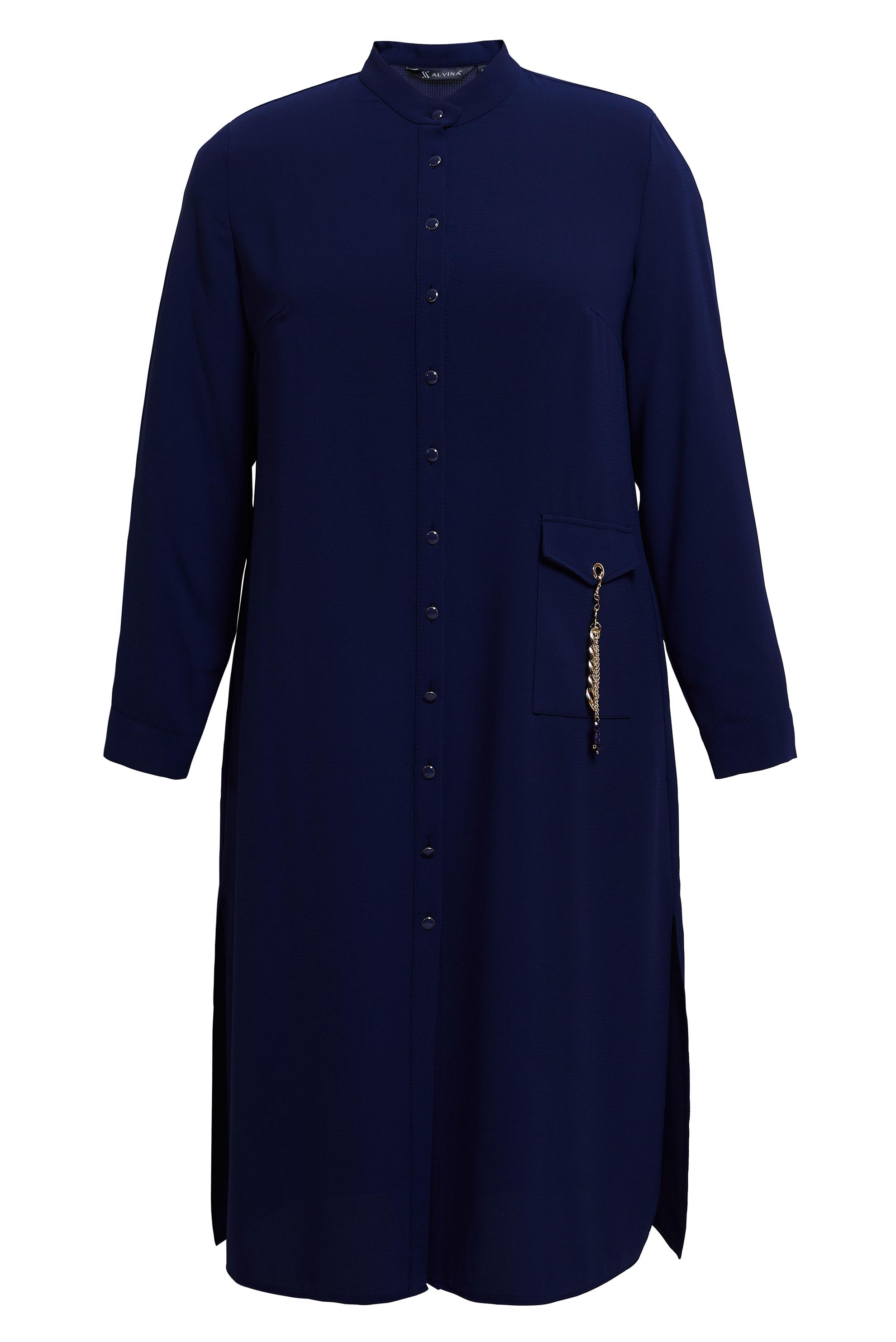 Tesettür giyim LACİVERT DÜĞMELİ BÜYÜK BEDEN TUNİK 44447